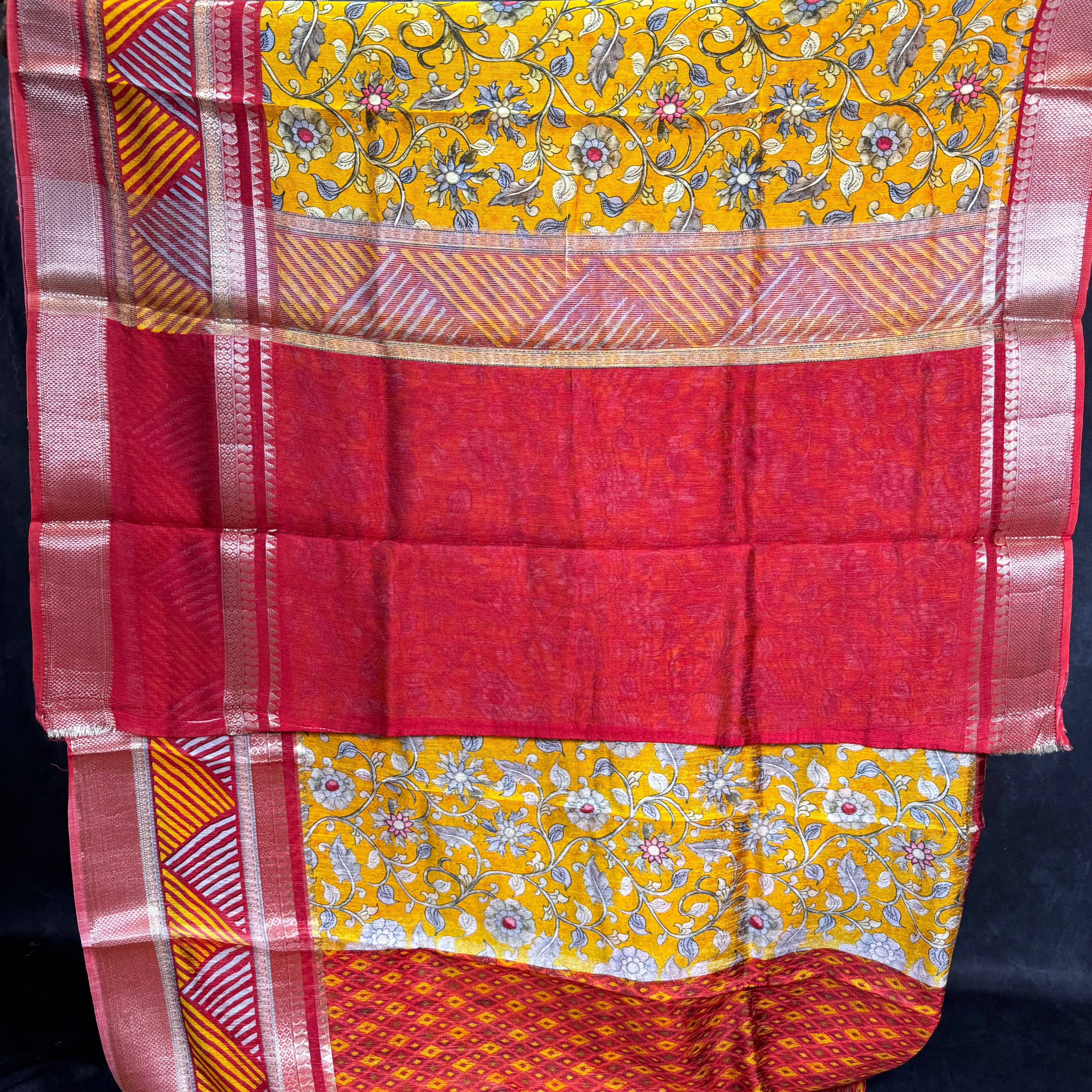 Yellow Banarasi Silk Saree