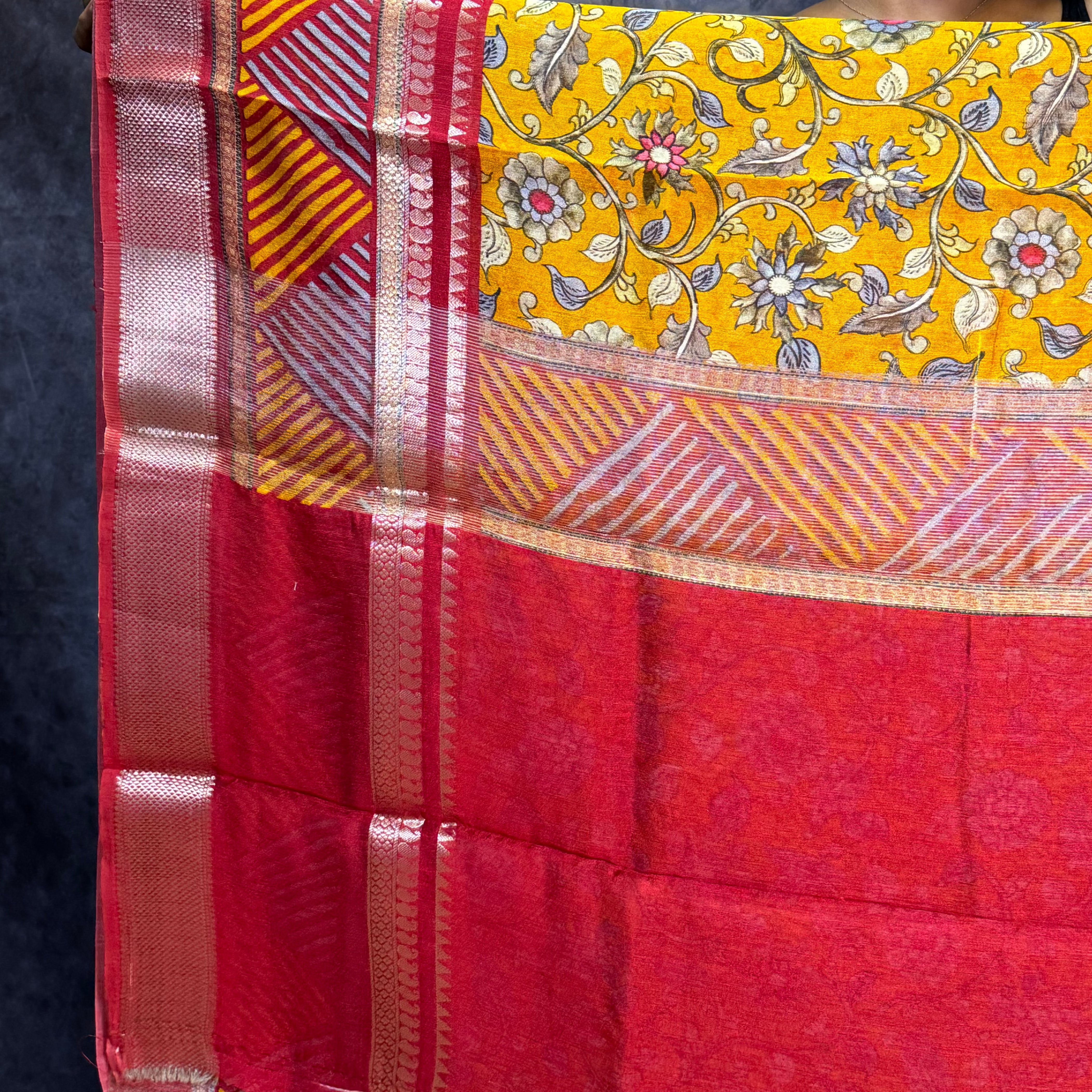 Yellow Banarasi Silk Saree