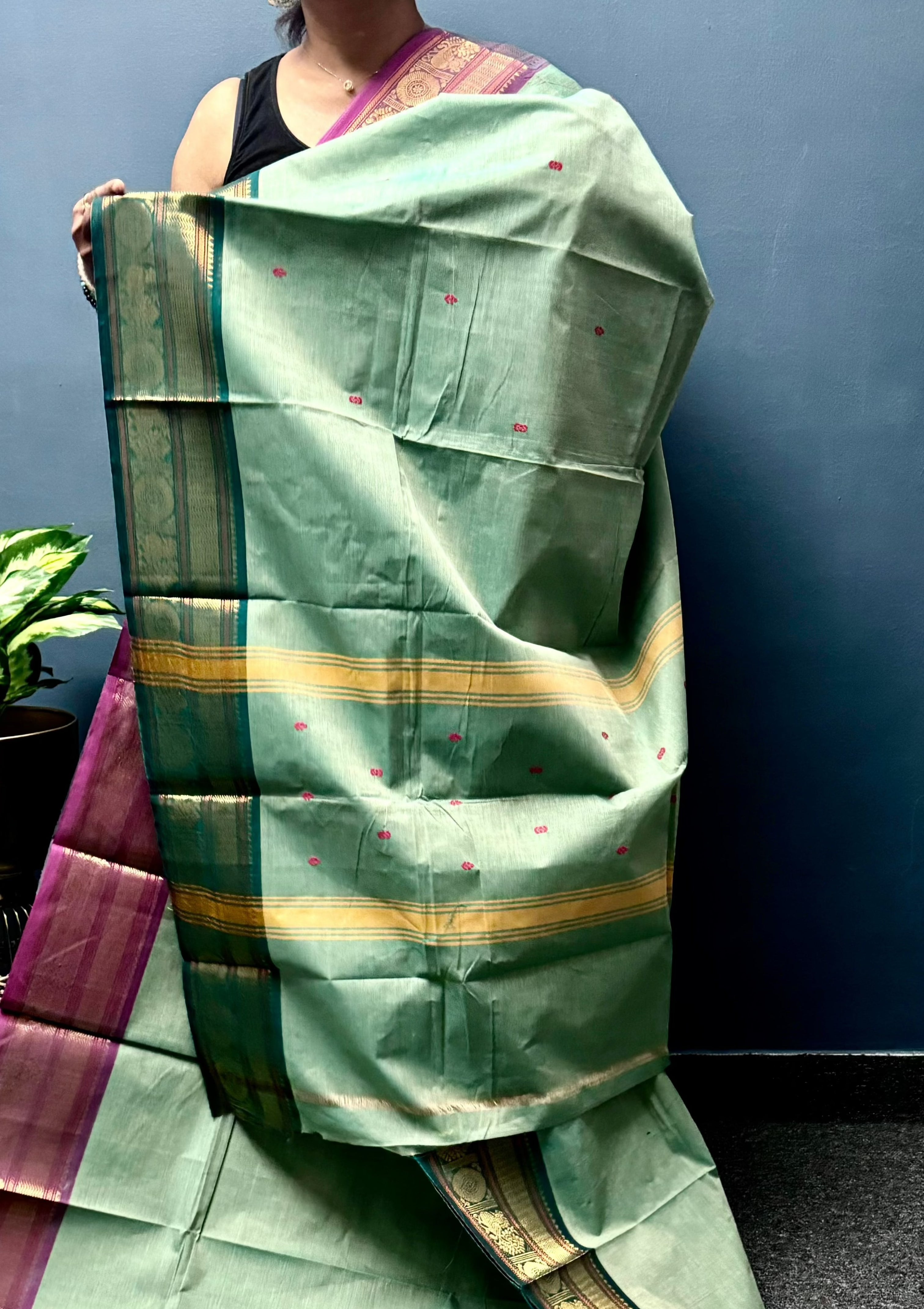 Green Ganga Jamuna Chettinadu Cotton Saree