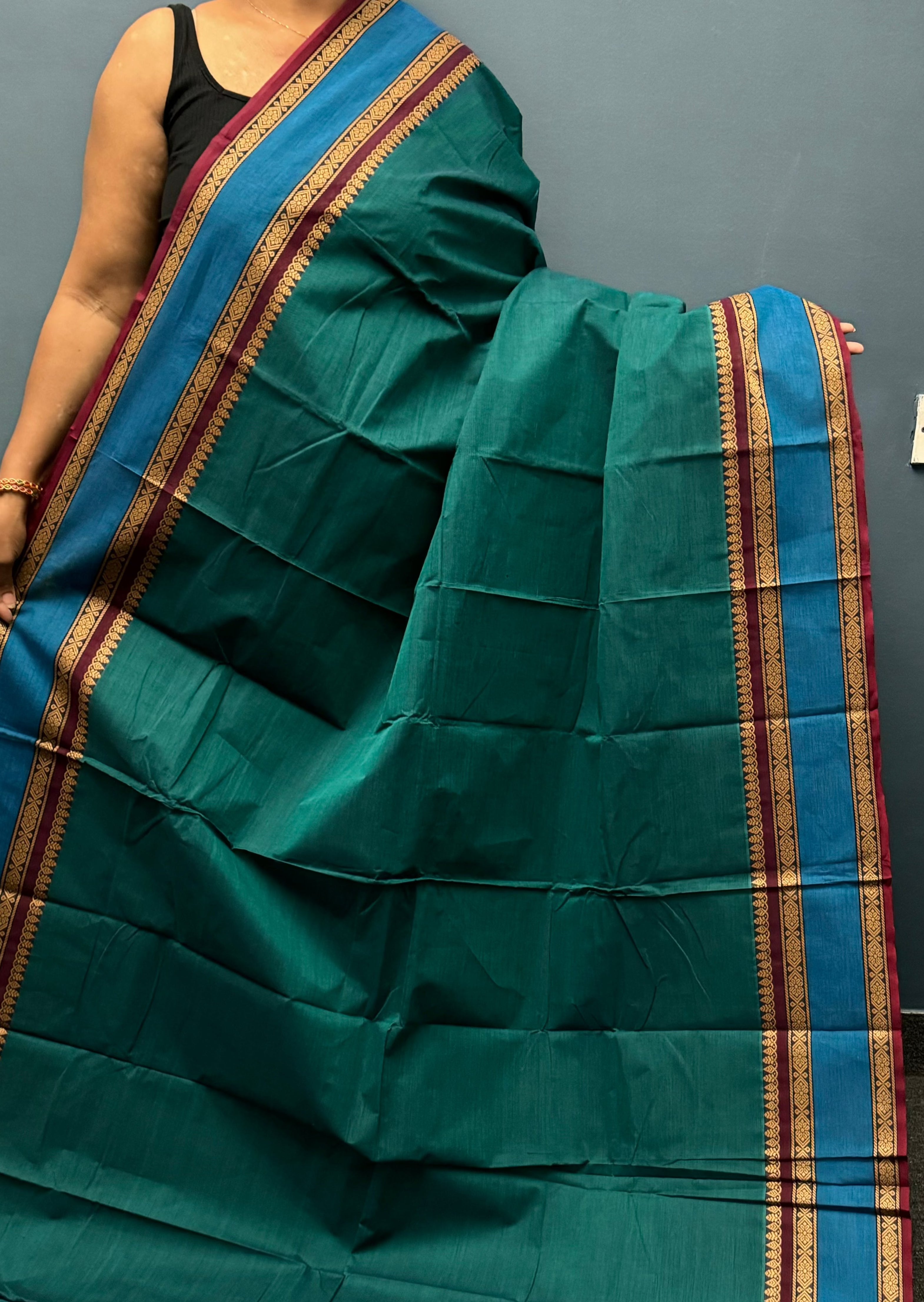 Peacock Green Chettinadu Cotton saree