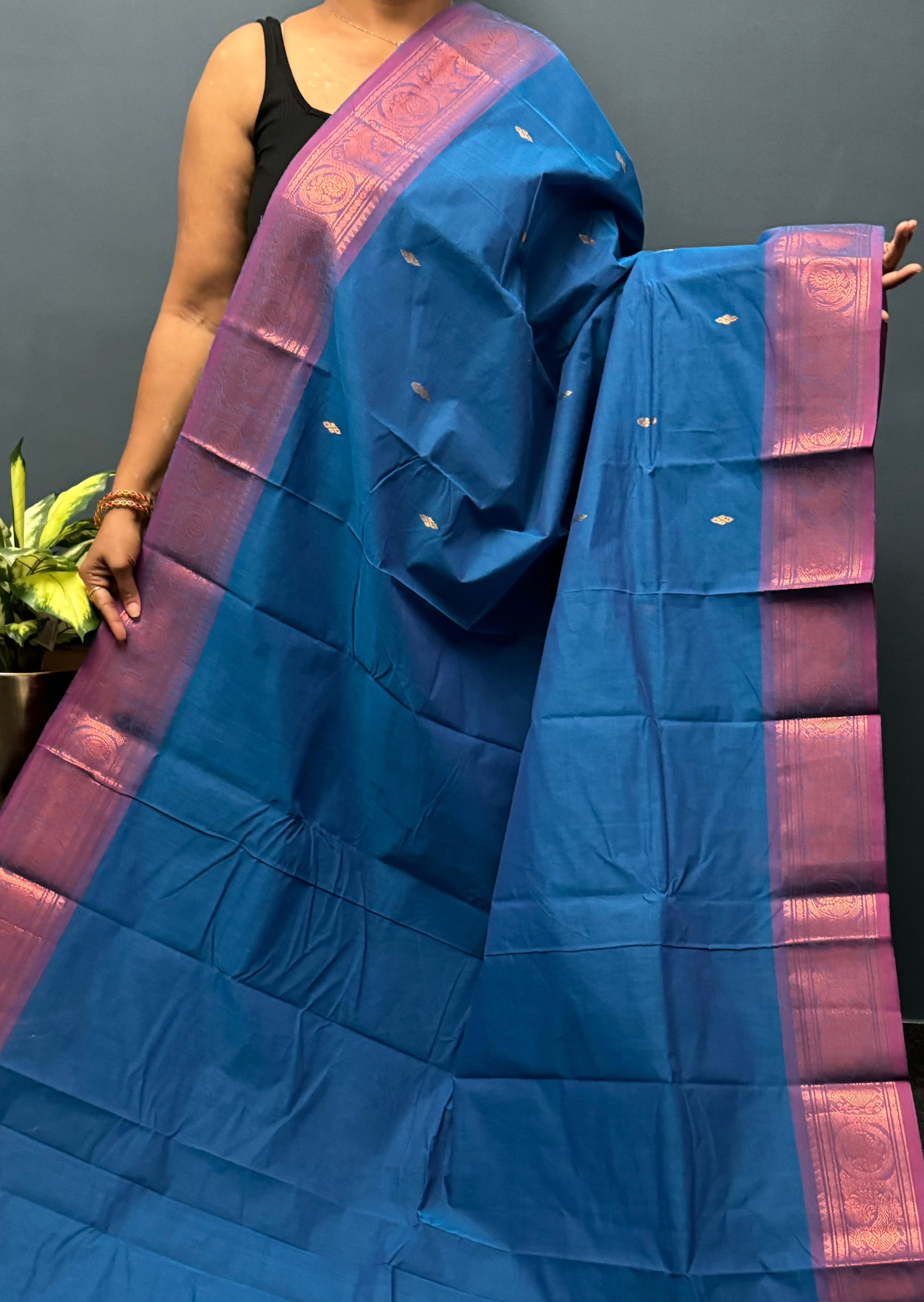 Blue Chettinadu Cotton saree