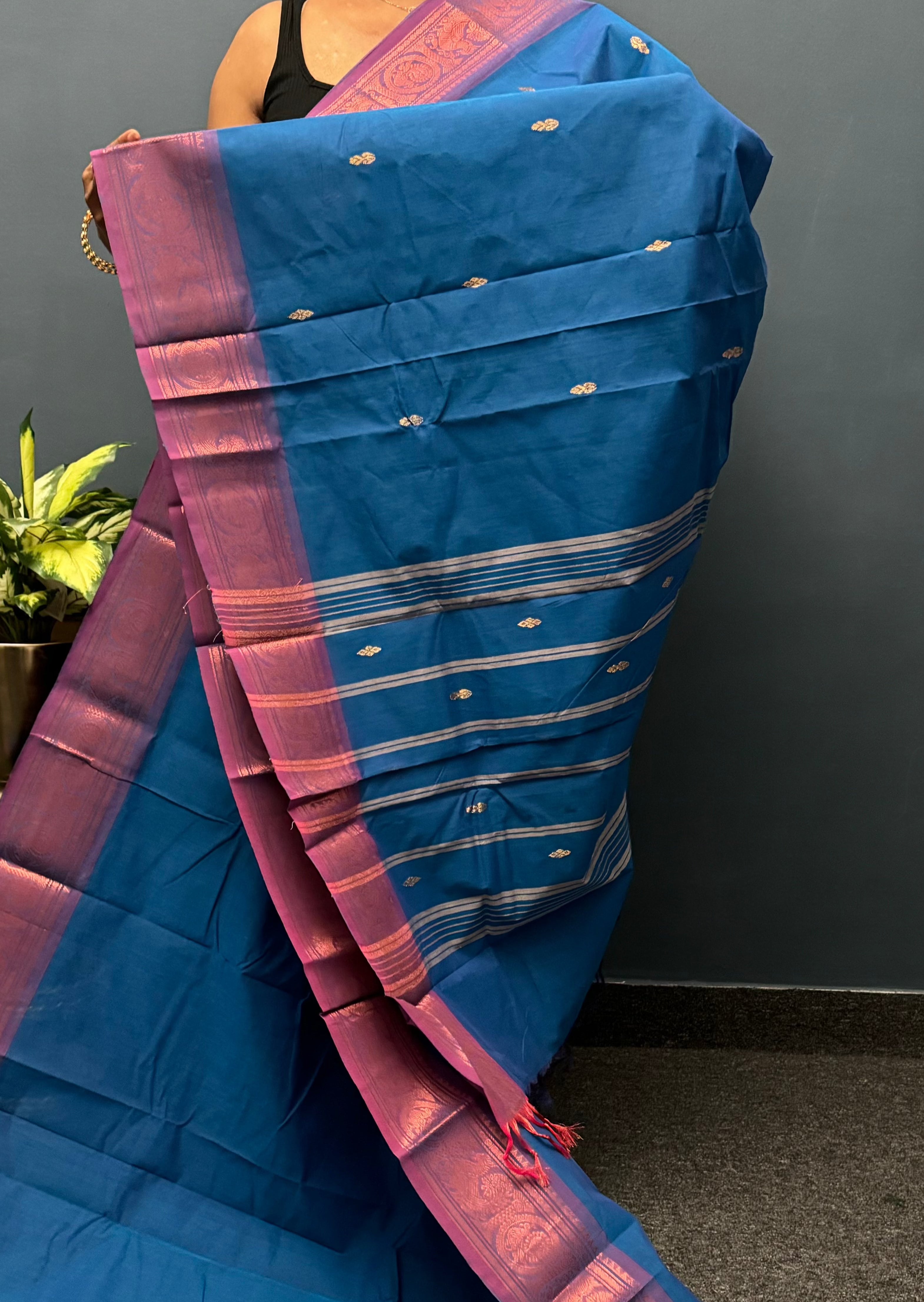 Blue Chettinadu Cotton saree