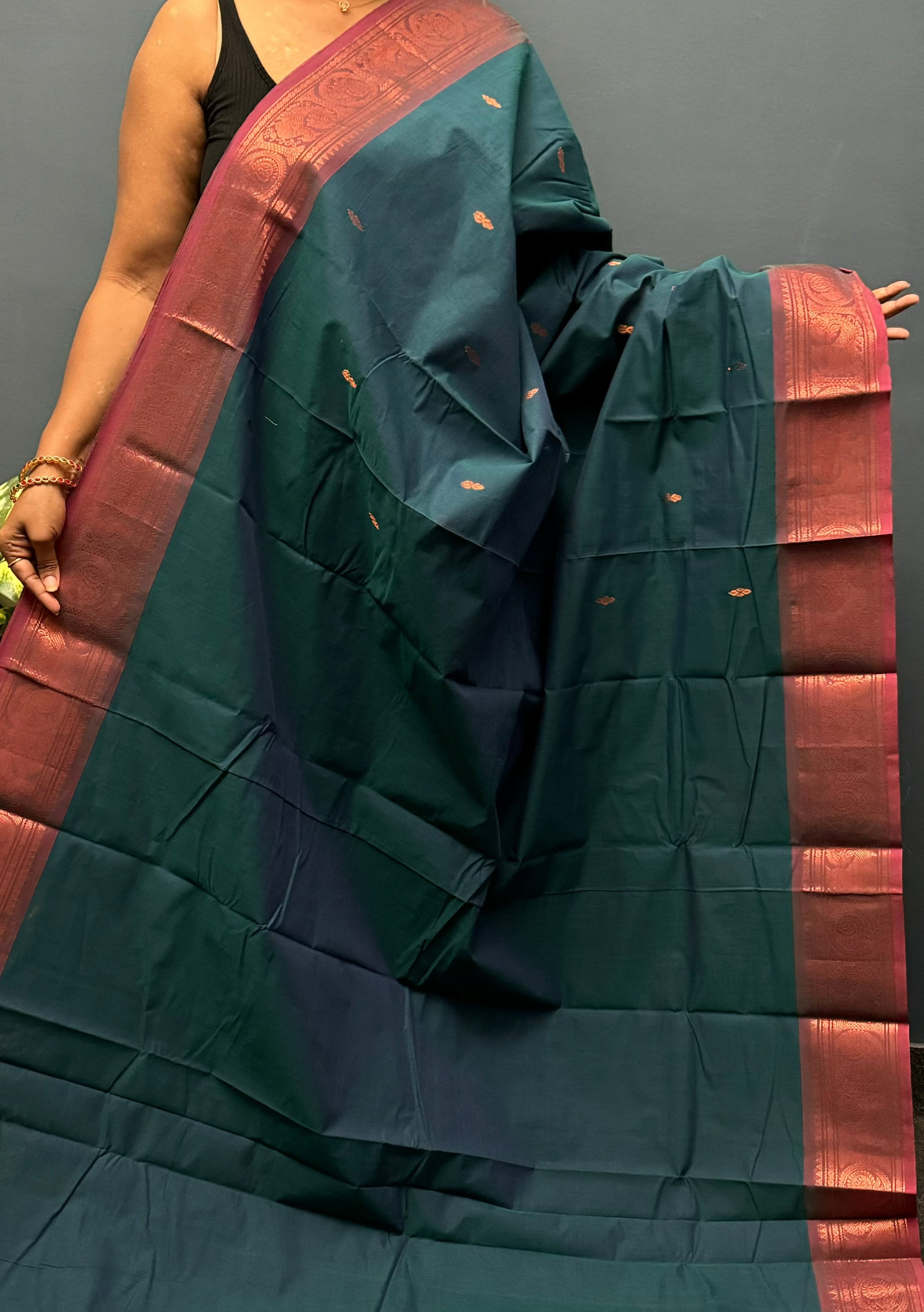 Peacock Green Chettinadu Cotton Saree