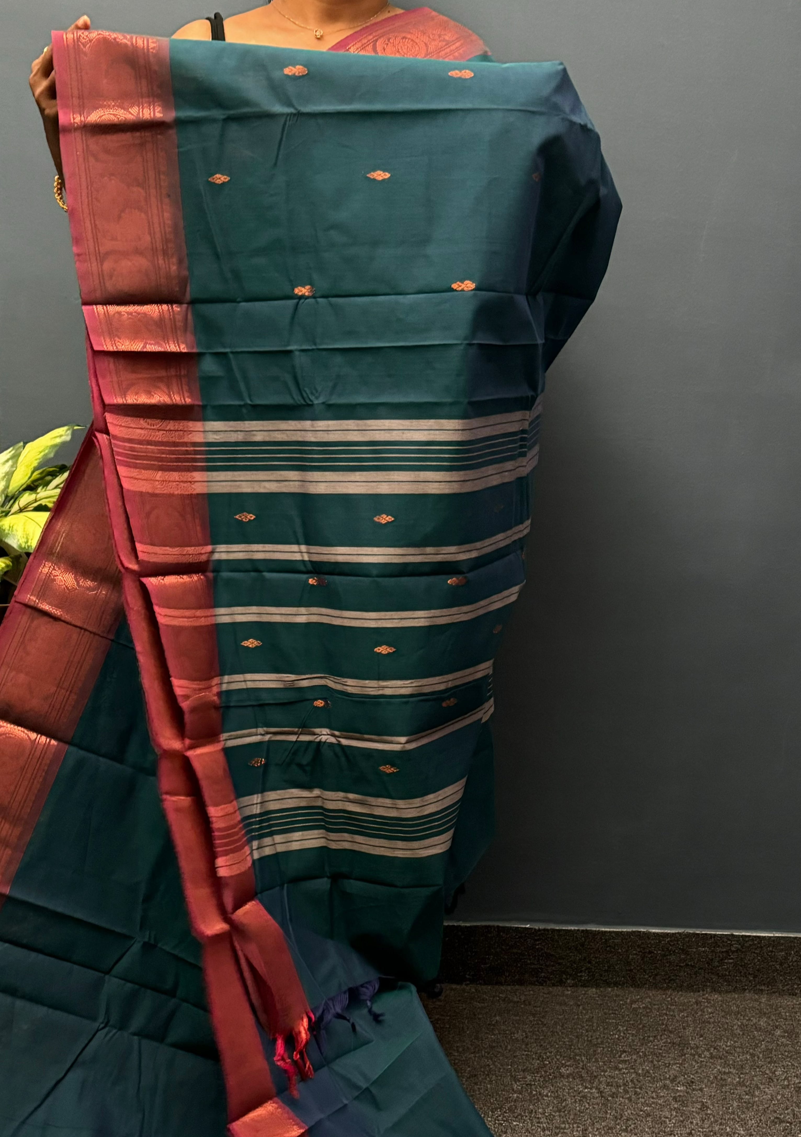 Peacock Green Chettinadu Cotton Saree