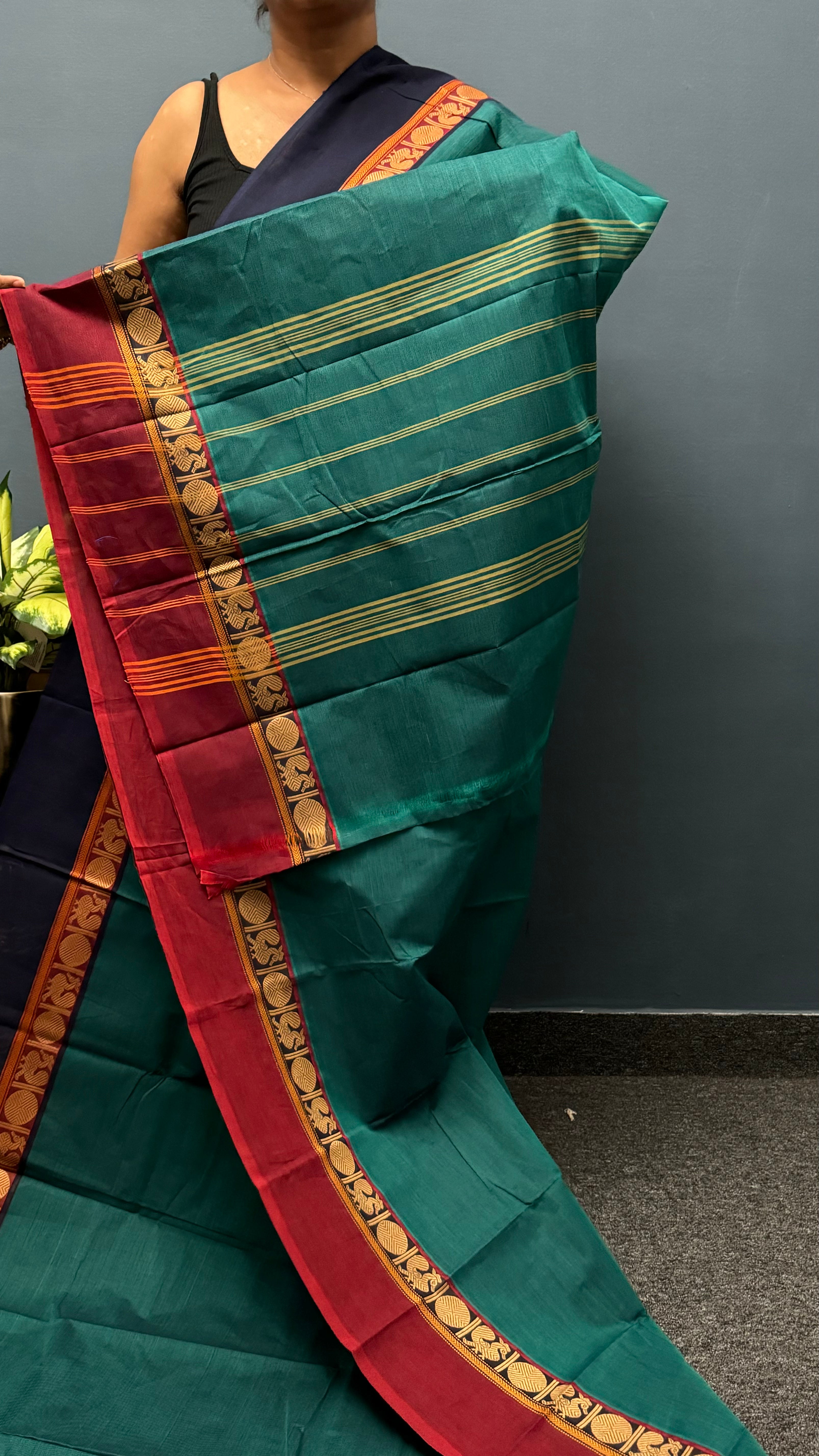 Blue Ganga Jamuna Chettinadu Cotton Saree