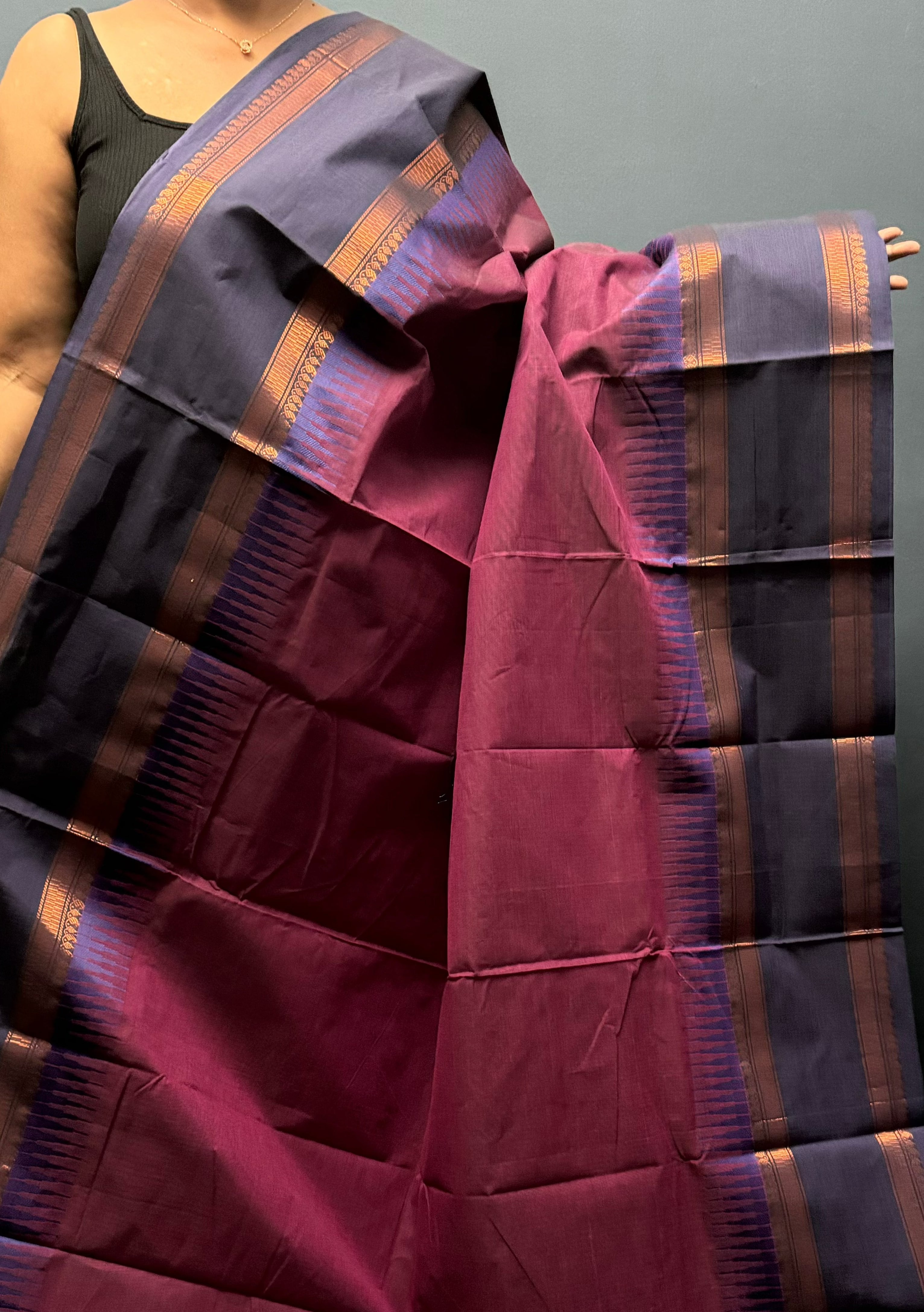 Dark Majenta Retta Petta Cotton Saree