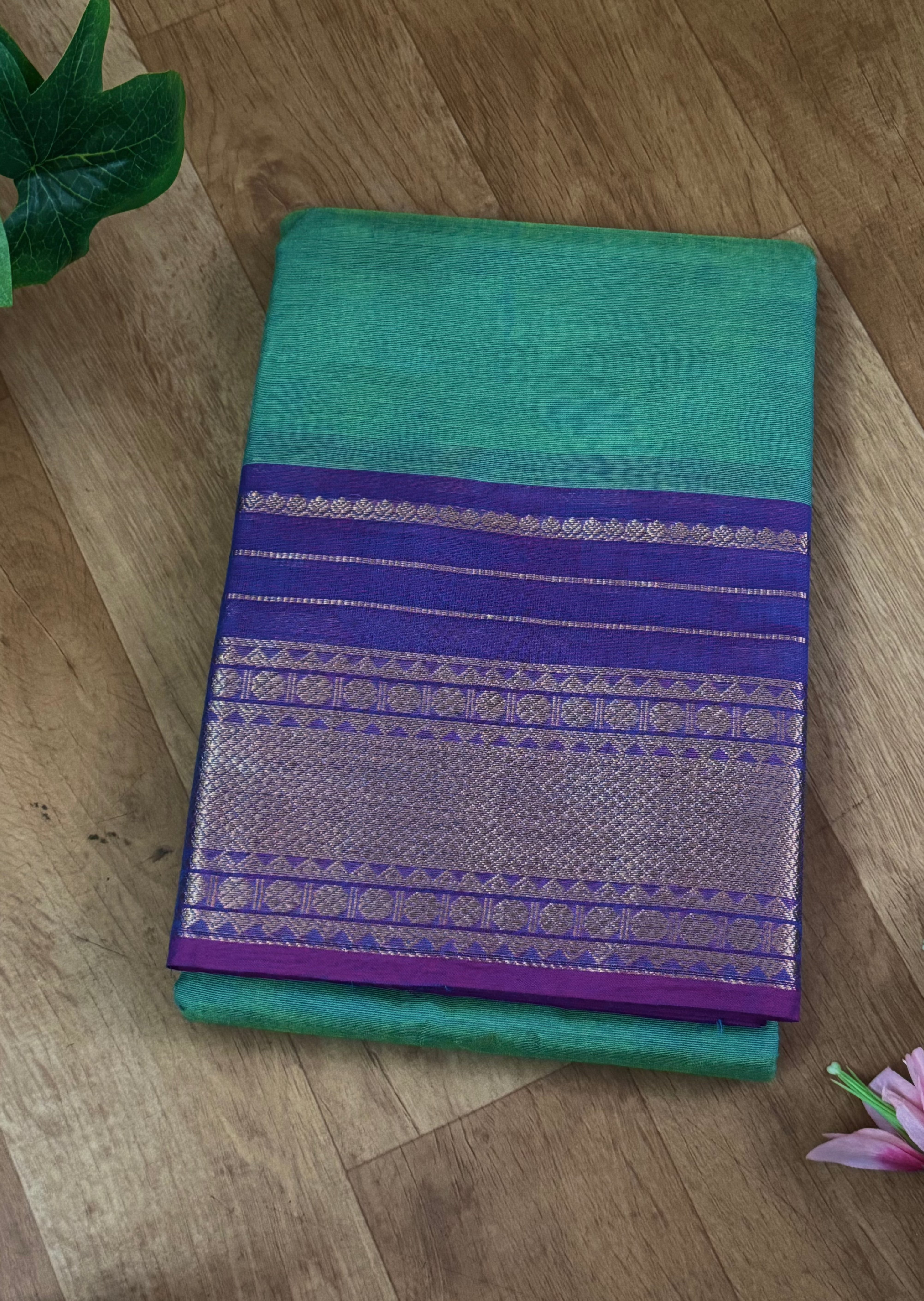 Sea Green Chettinadu Cotton Saree