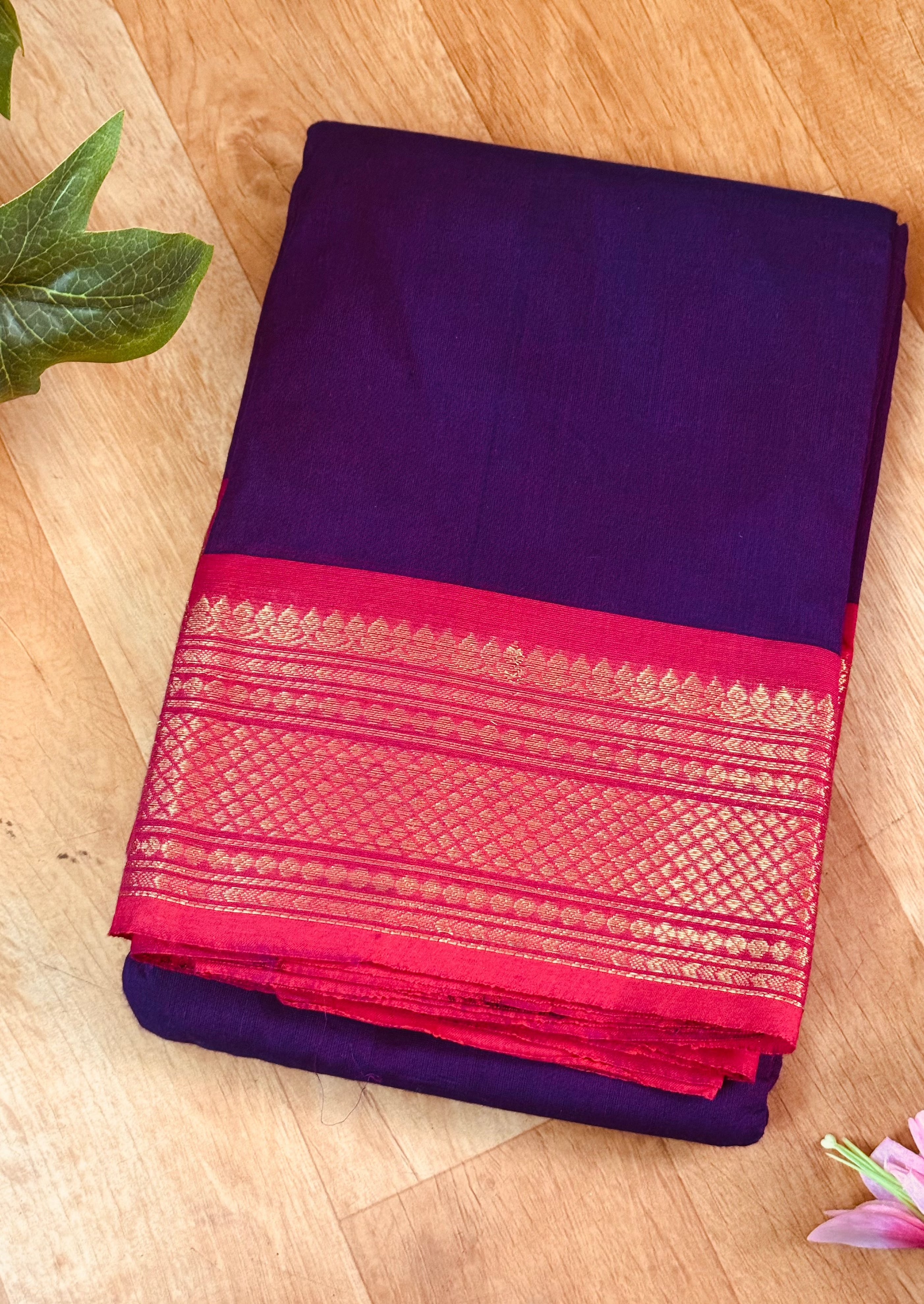 Violet and Pink  Chettinadu Cotton Saree