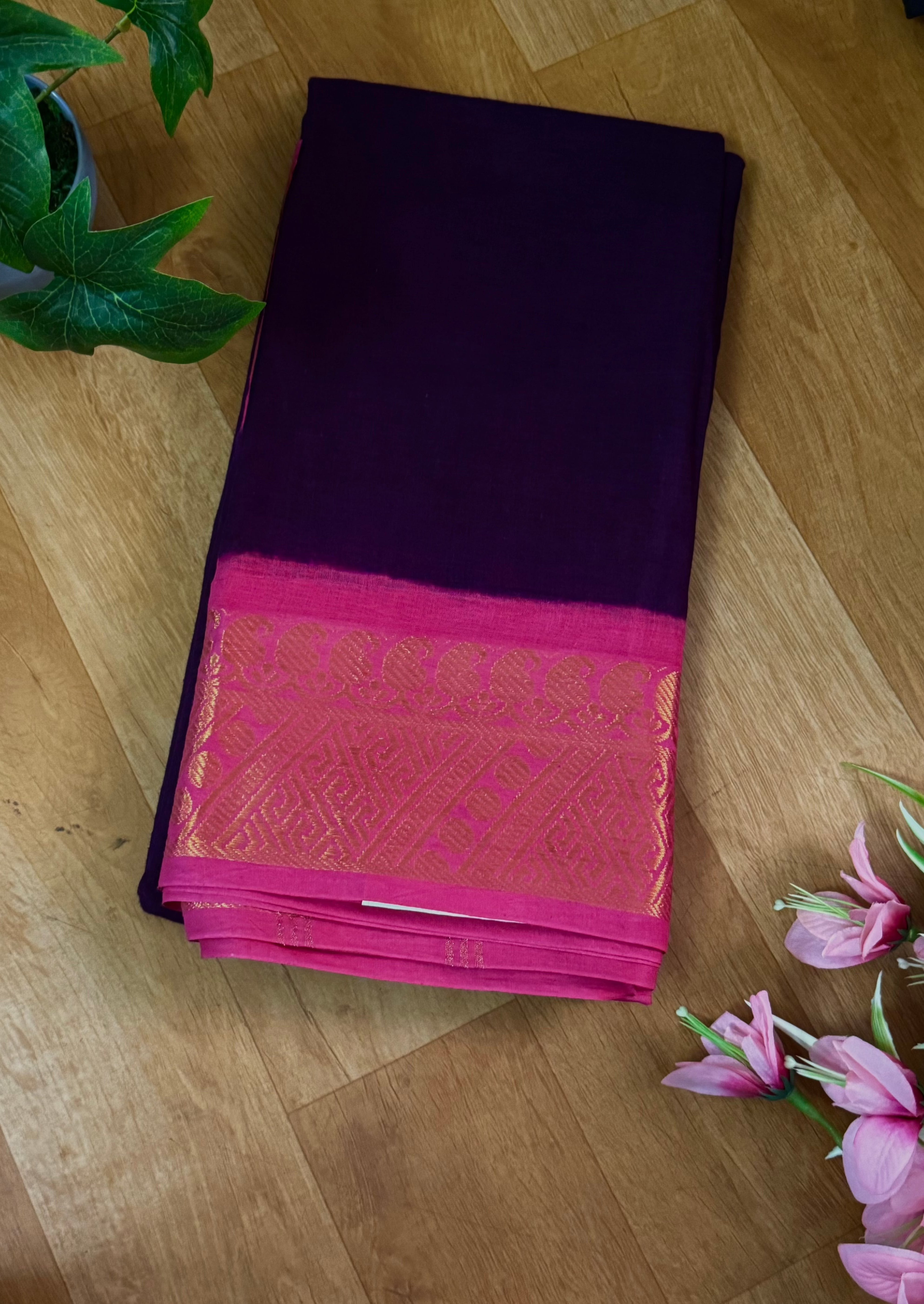 Deep Purple Sungudi Cotton Saree