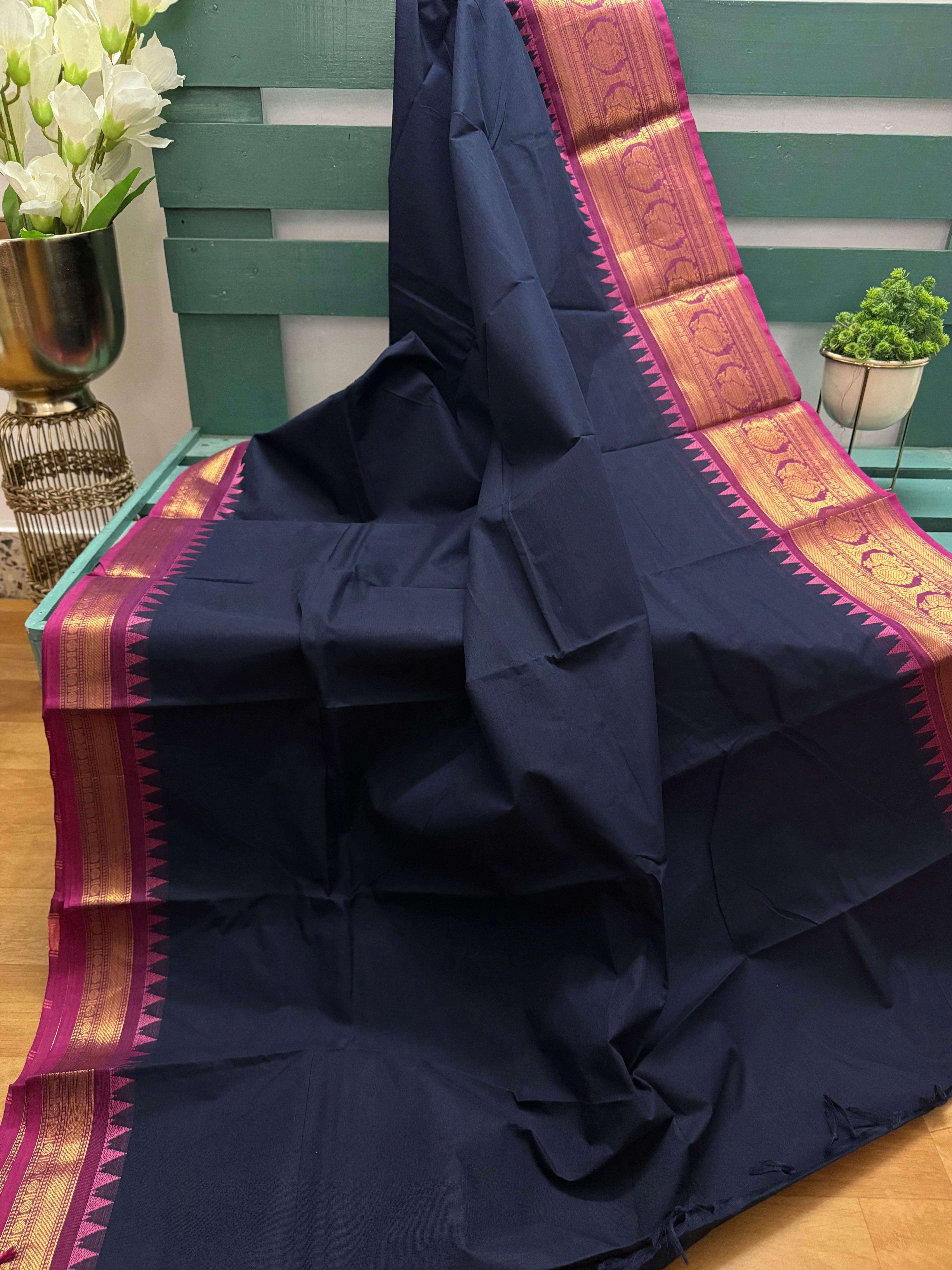 Royal Blue Chettinadu Cotton Saree