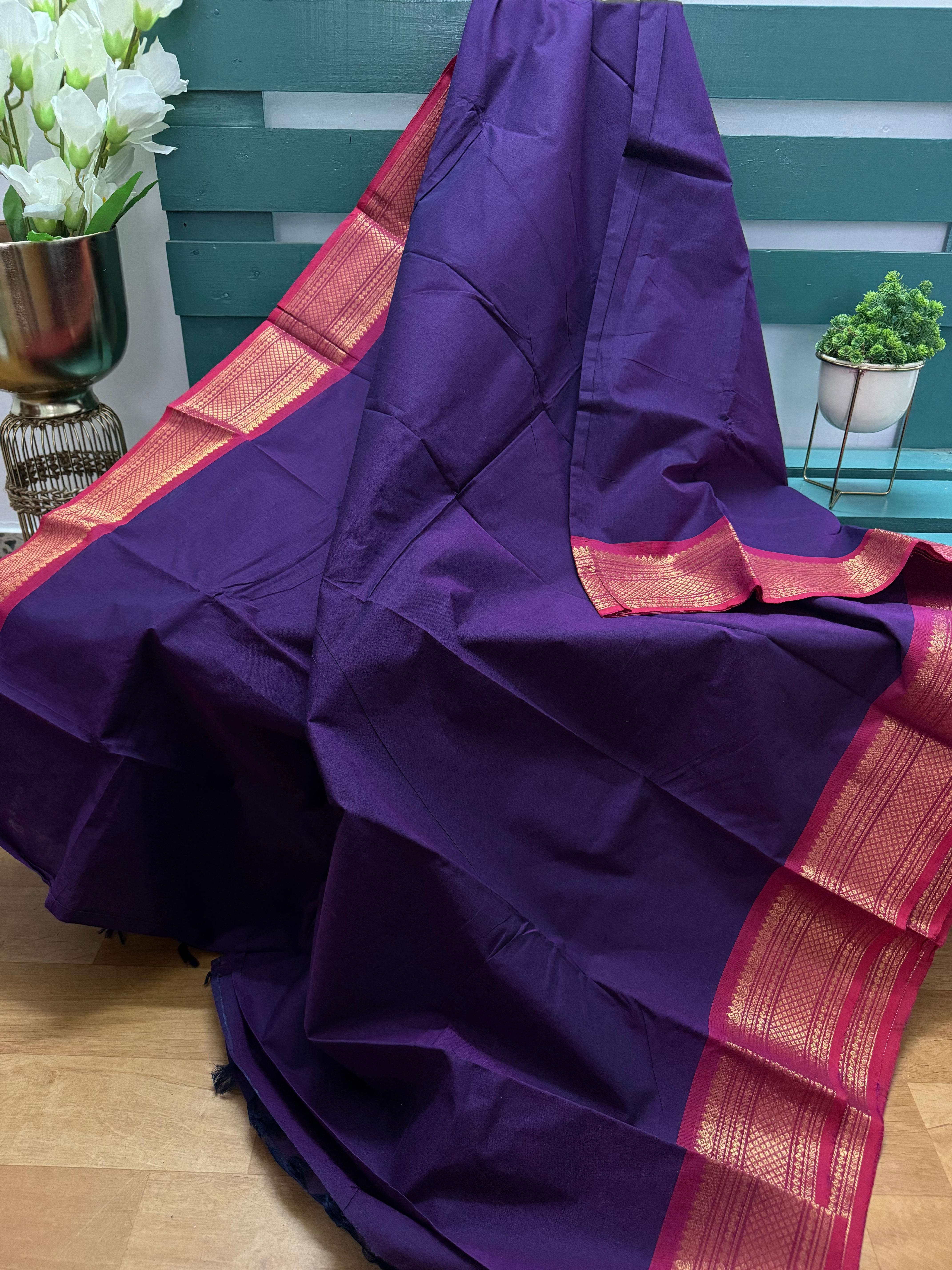 Violet and Pink  Chettinadu Cotton Saree