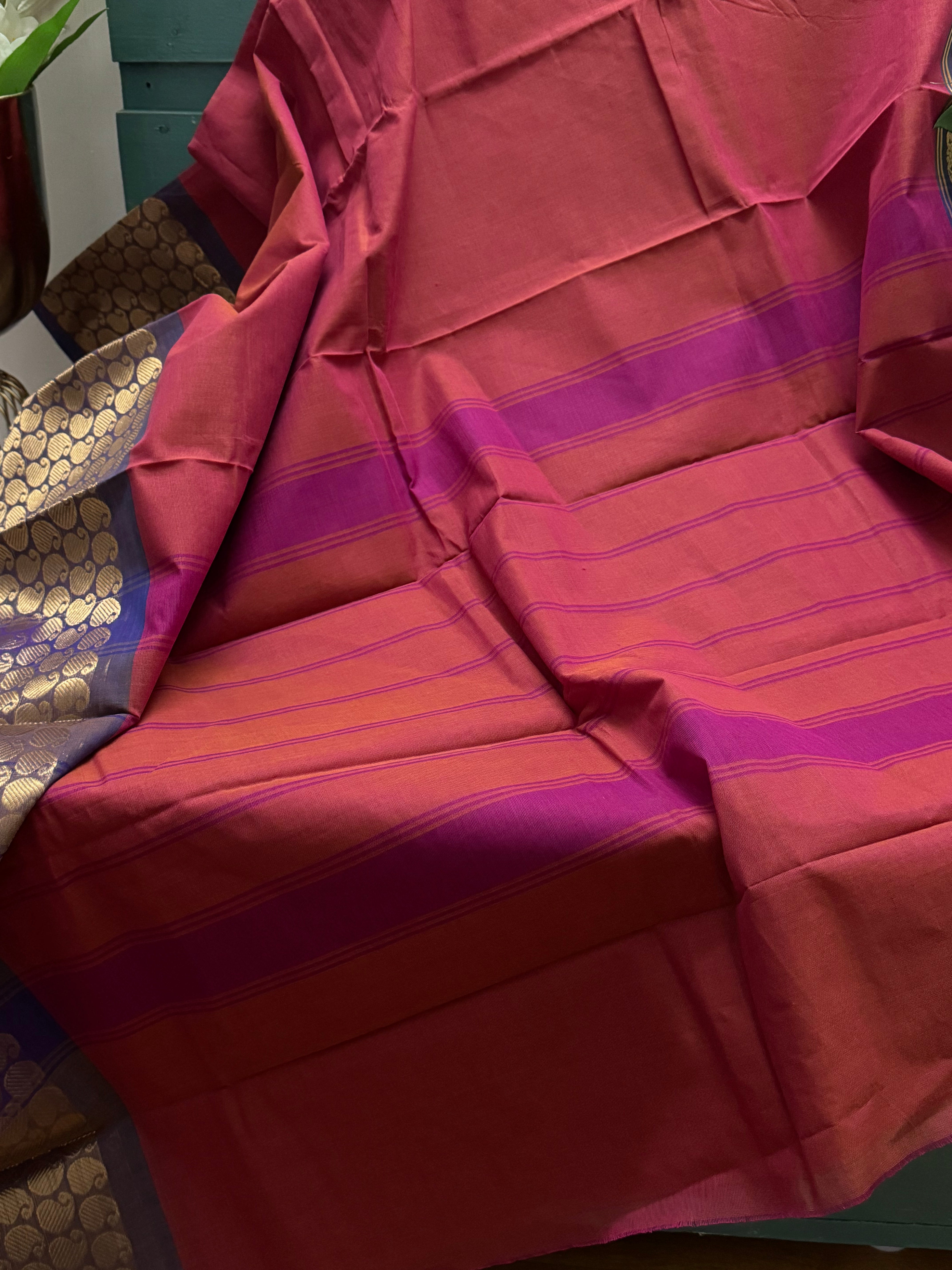 Dark Punch Pink Chettinadu Cotton Saree