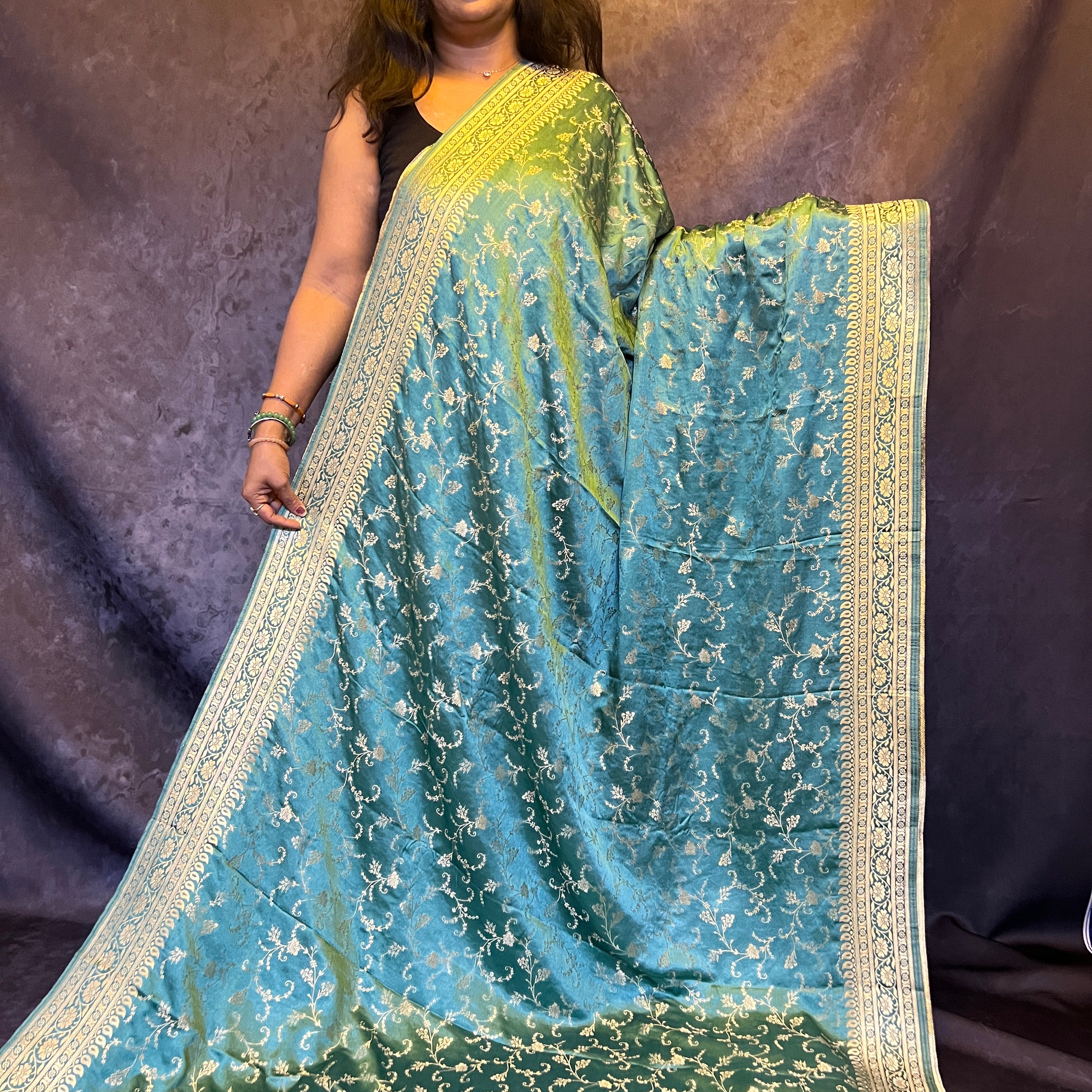 Light Blue Banarasi Katan Silk Saree