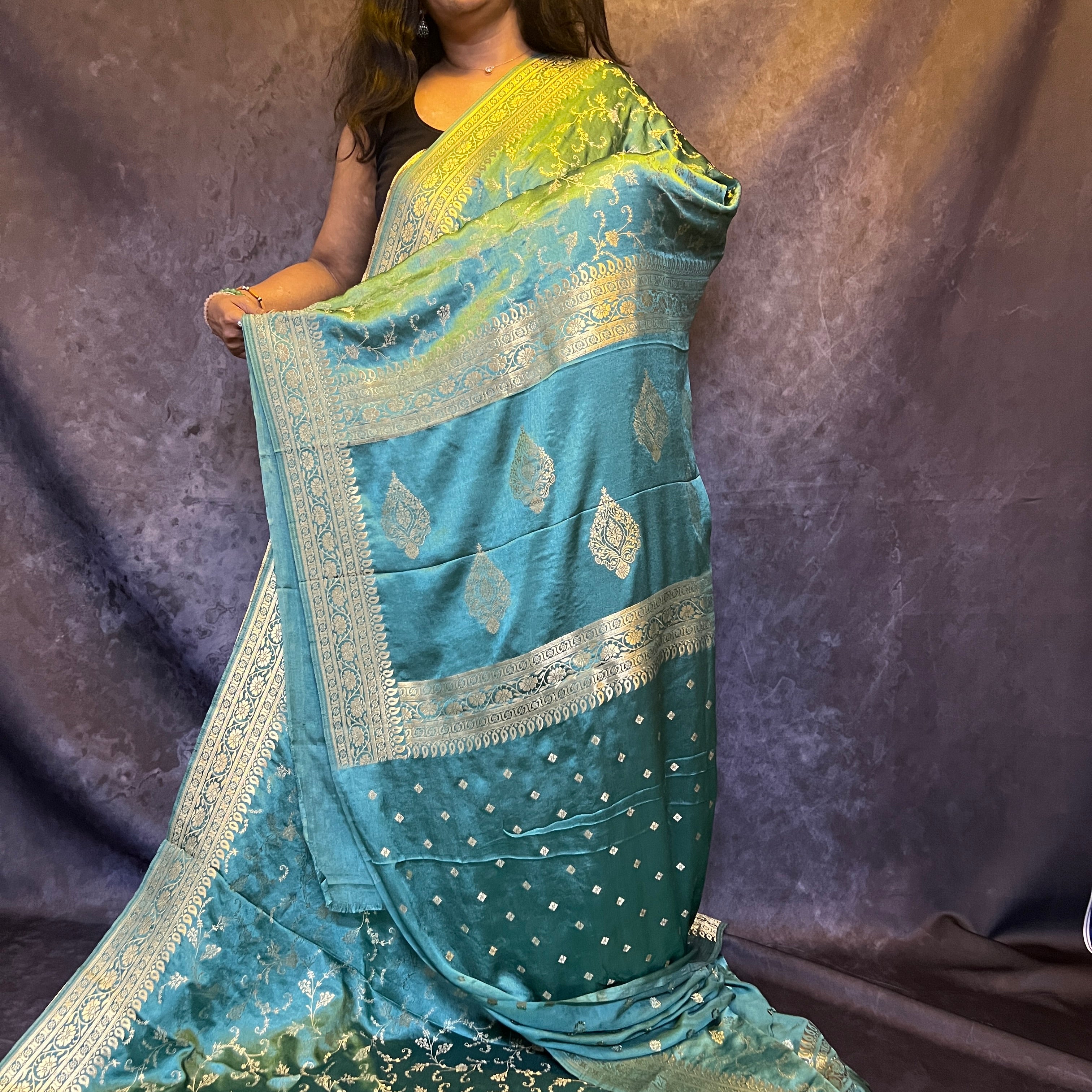 Light Blue Banarasi Katan Silk Saree