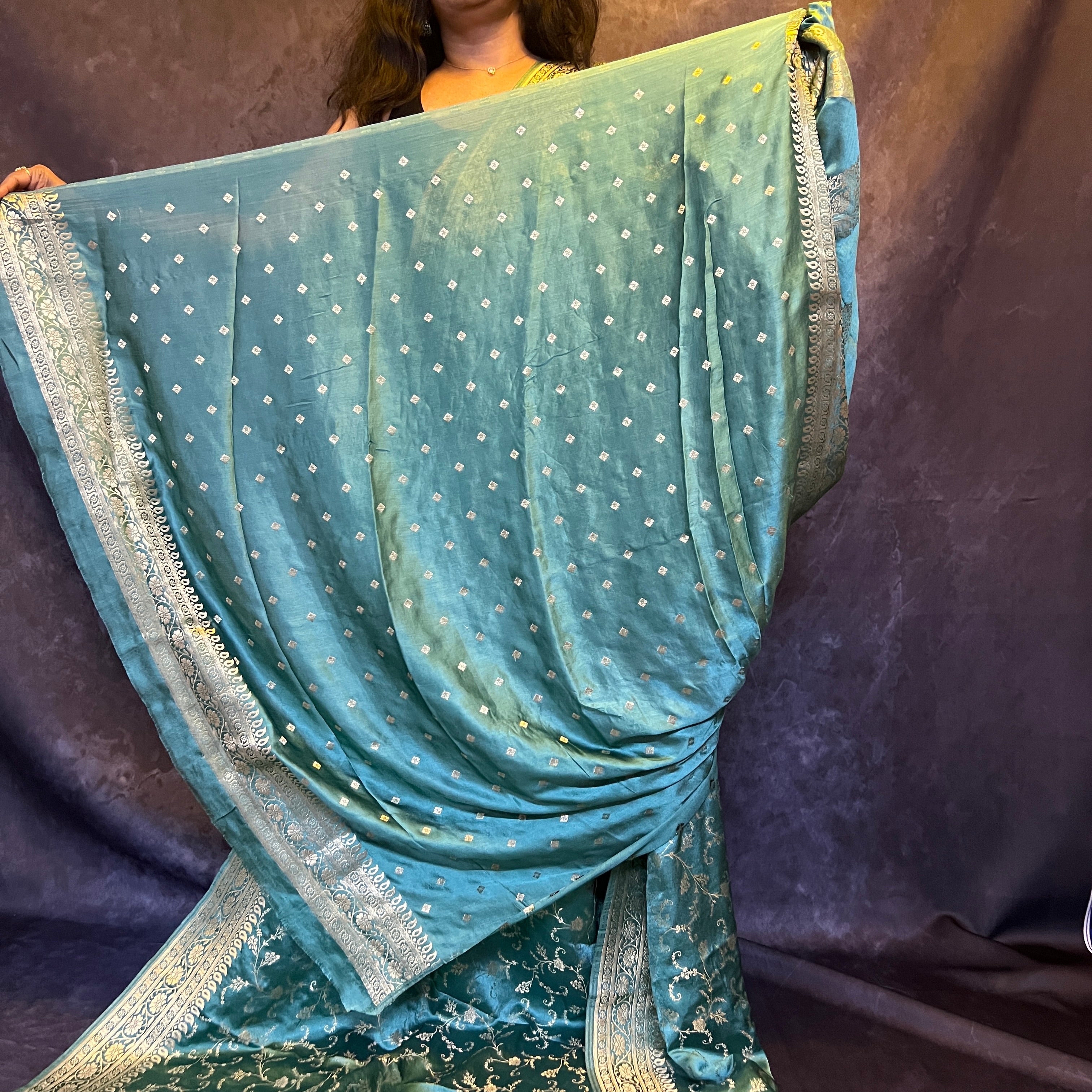 Light Blue Banarasi Katan Silk Saree