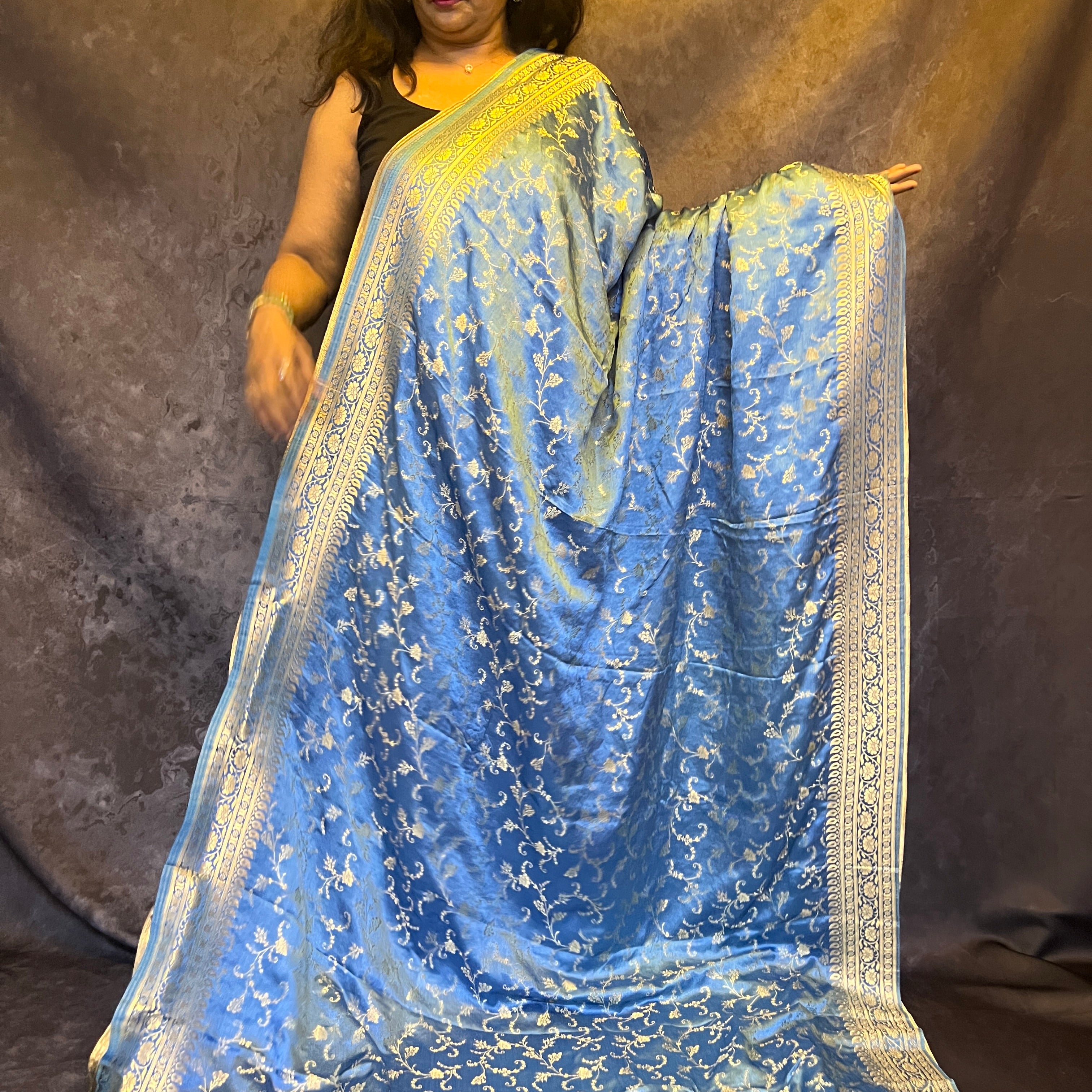 Blue Banarasi Katan Silk Saree