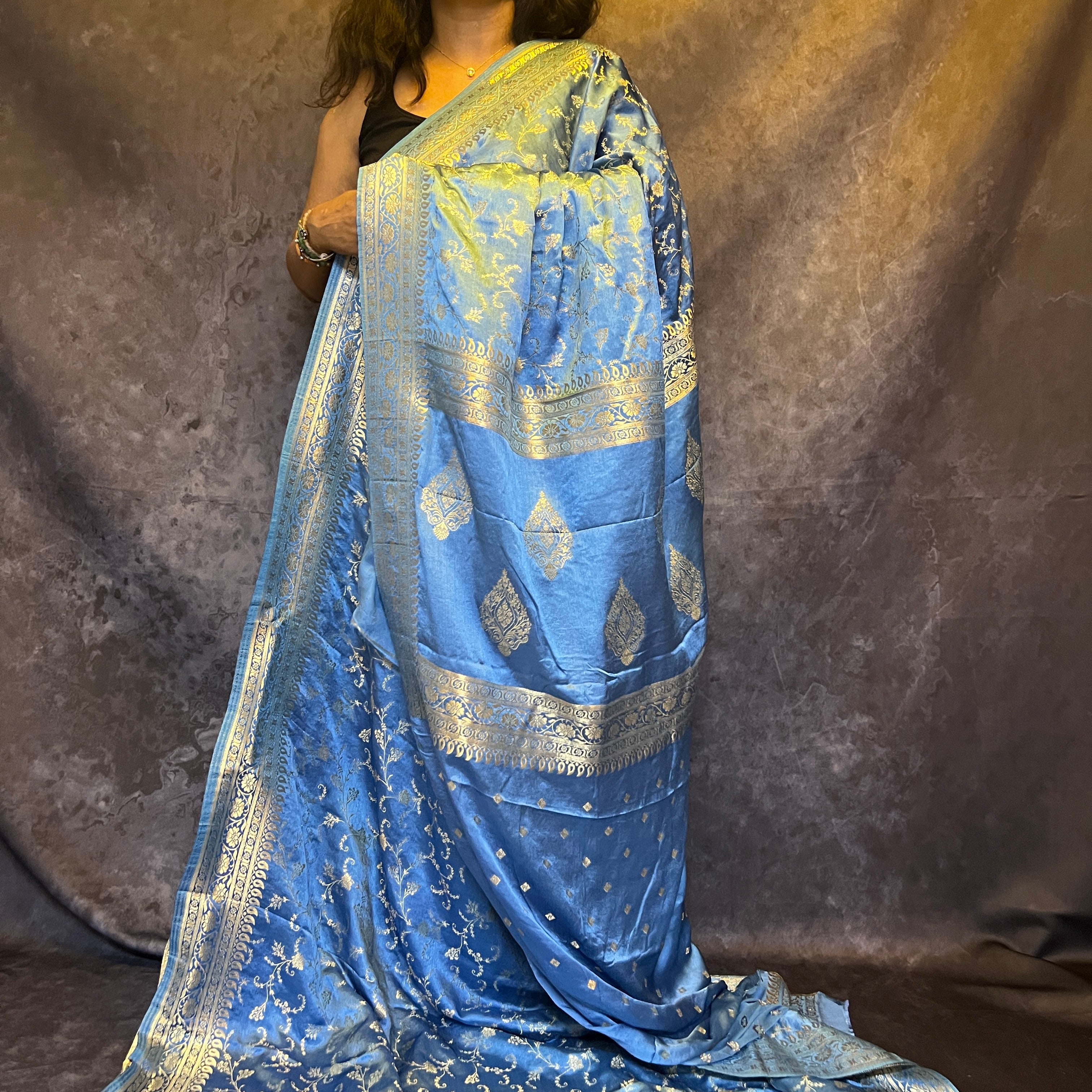 Blue Banarasi Katan Silk Saree