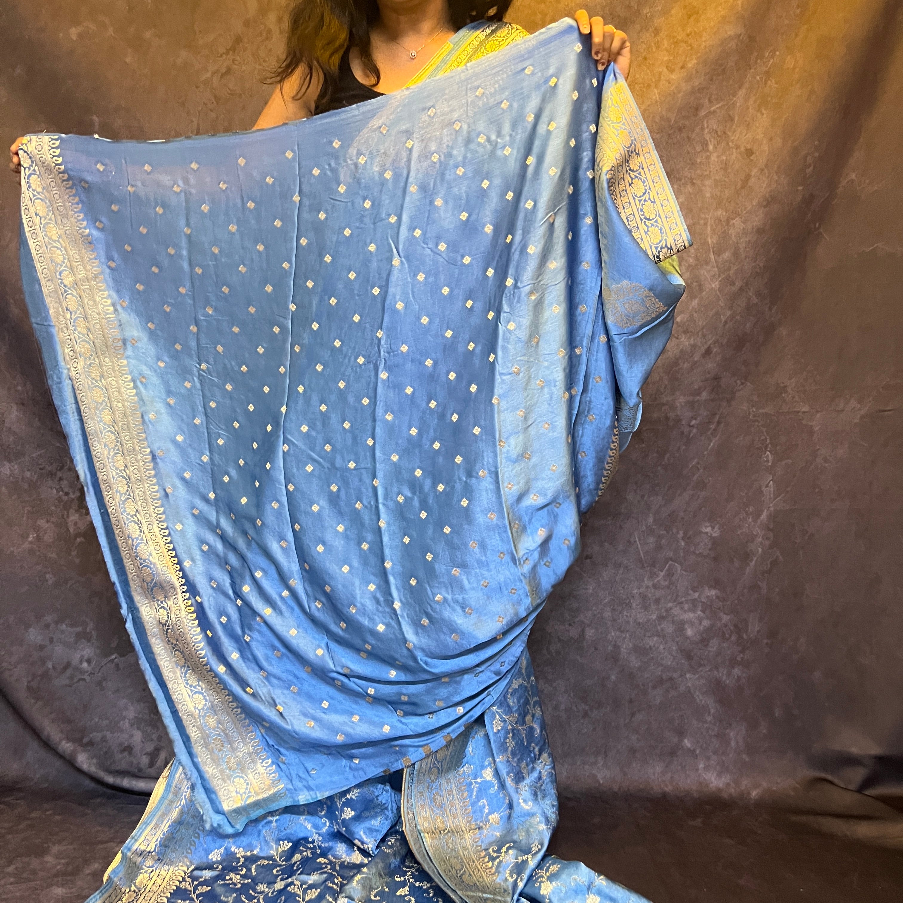 Blue Banarasi Katan Silk Saree