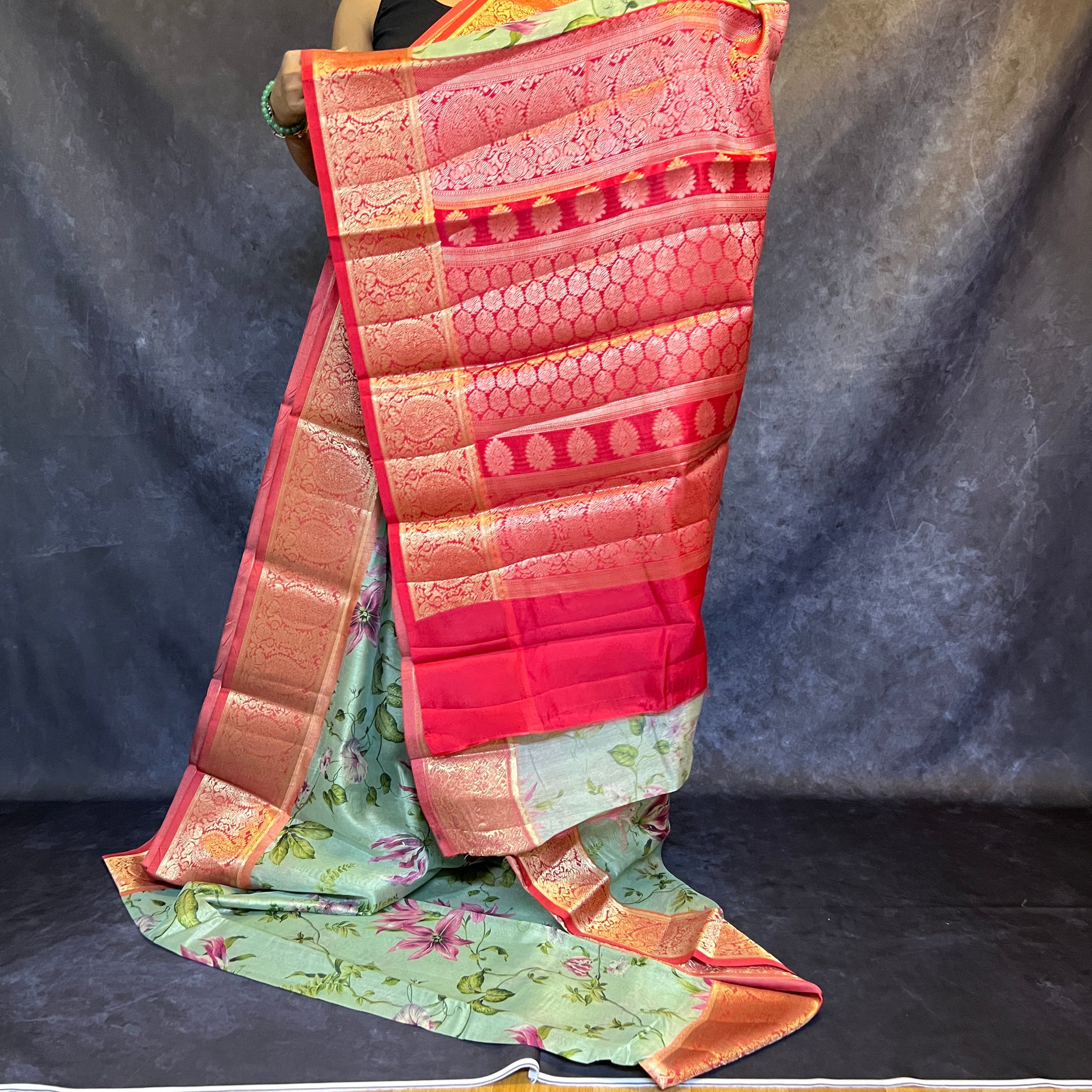 Pastel Green Kalamkari Silk Saree