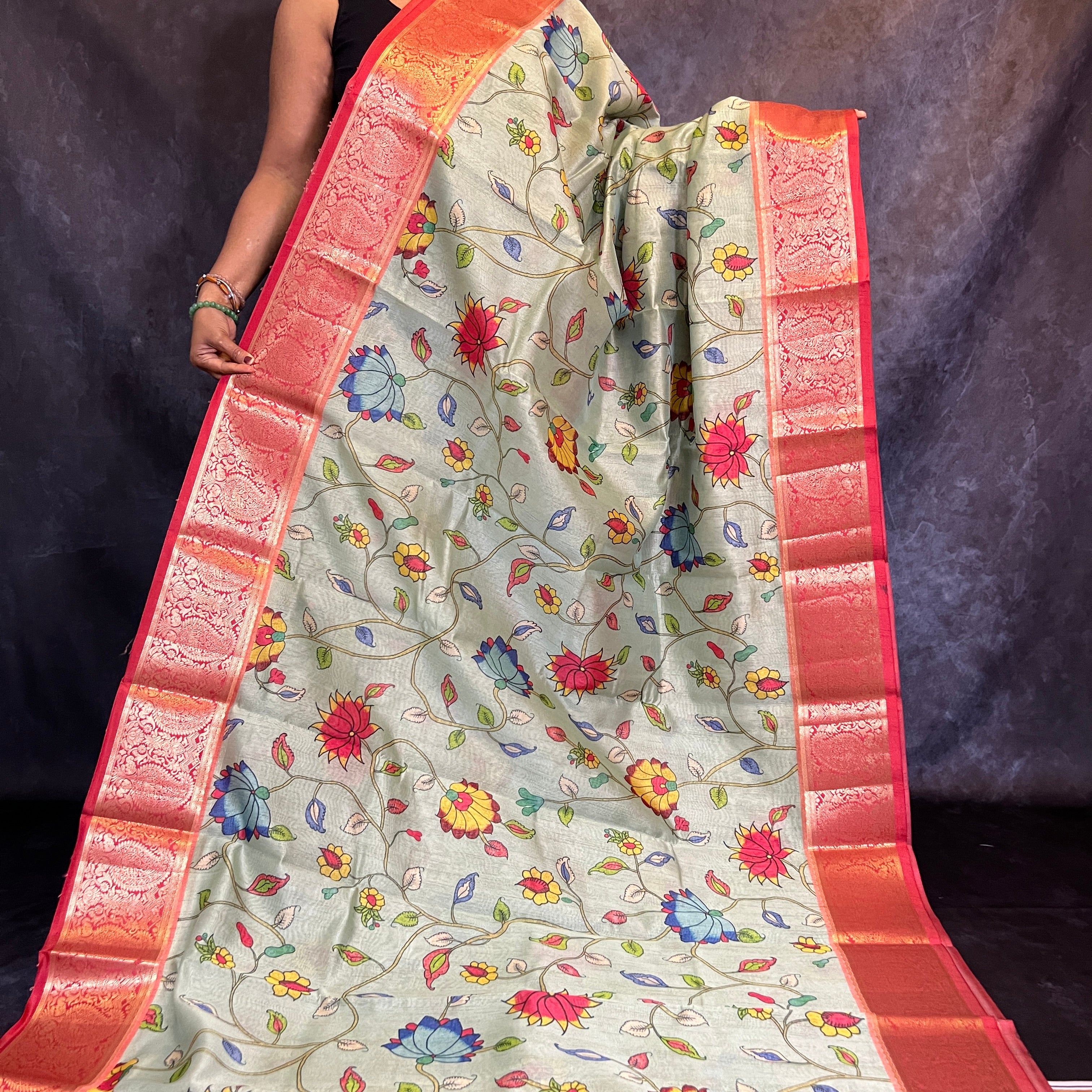 Light Pista Green Digital Print Kota saree