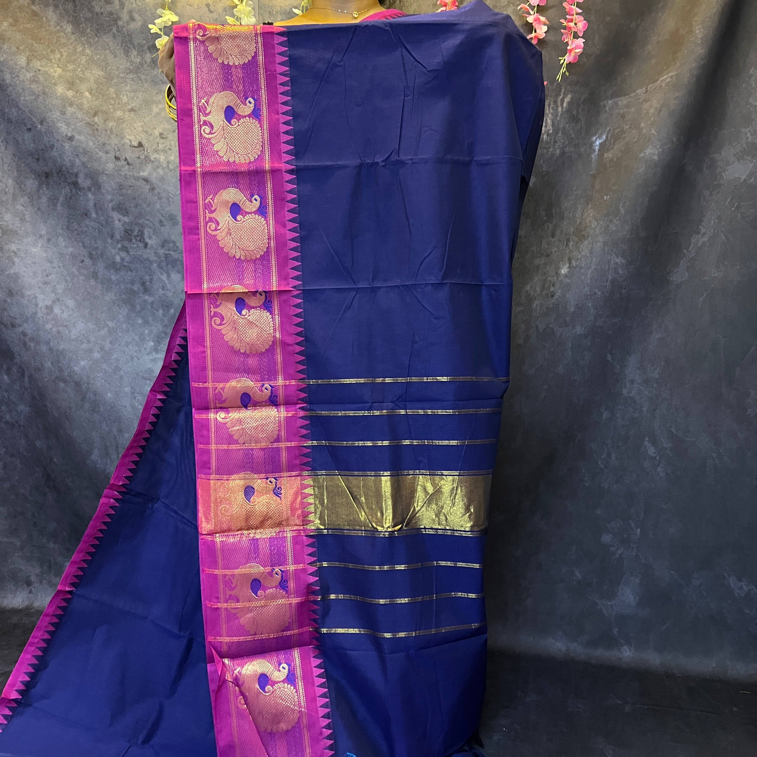 Royal Blue Chettinadu Cotton Saree