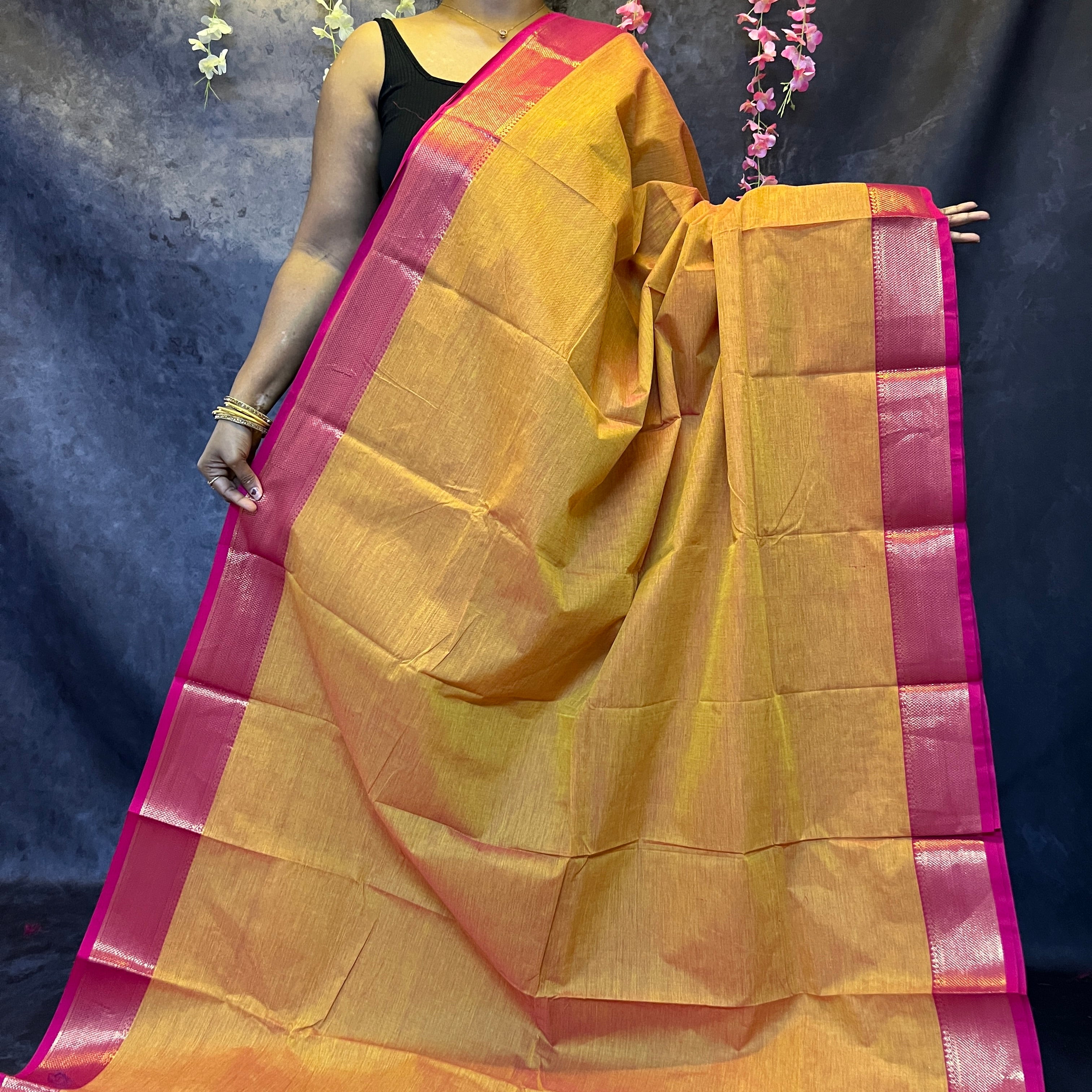 Orange Chettinadu Cotton Saree