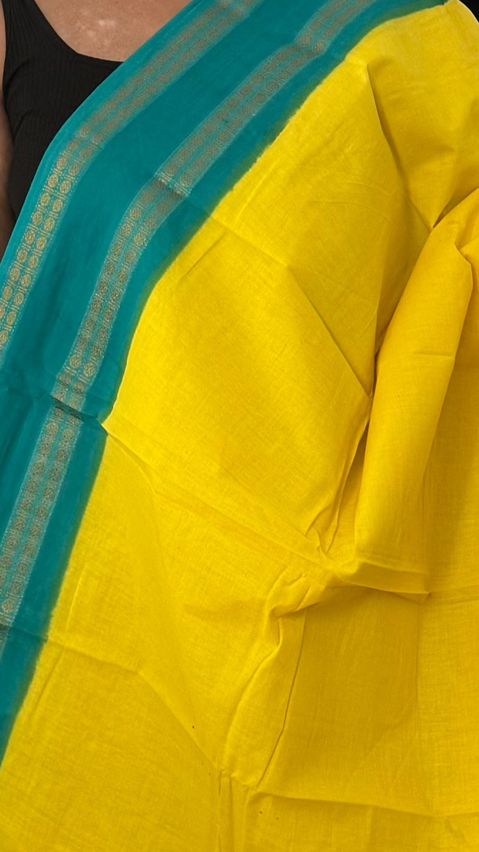 Lemon Yellow sungudi cotton saree