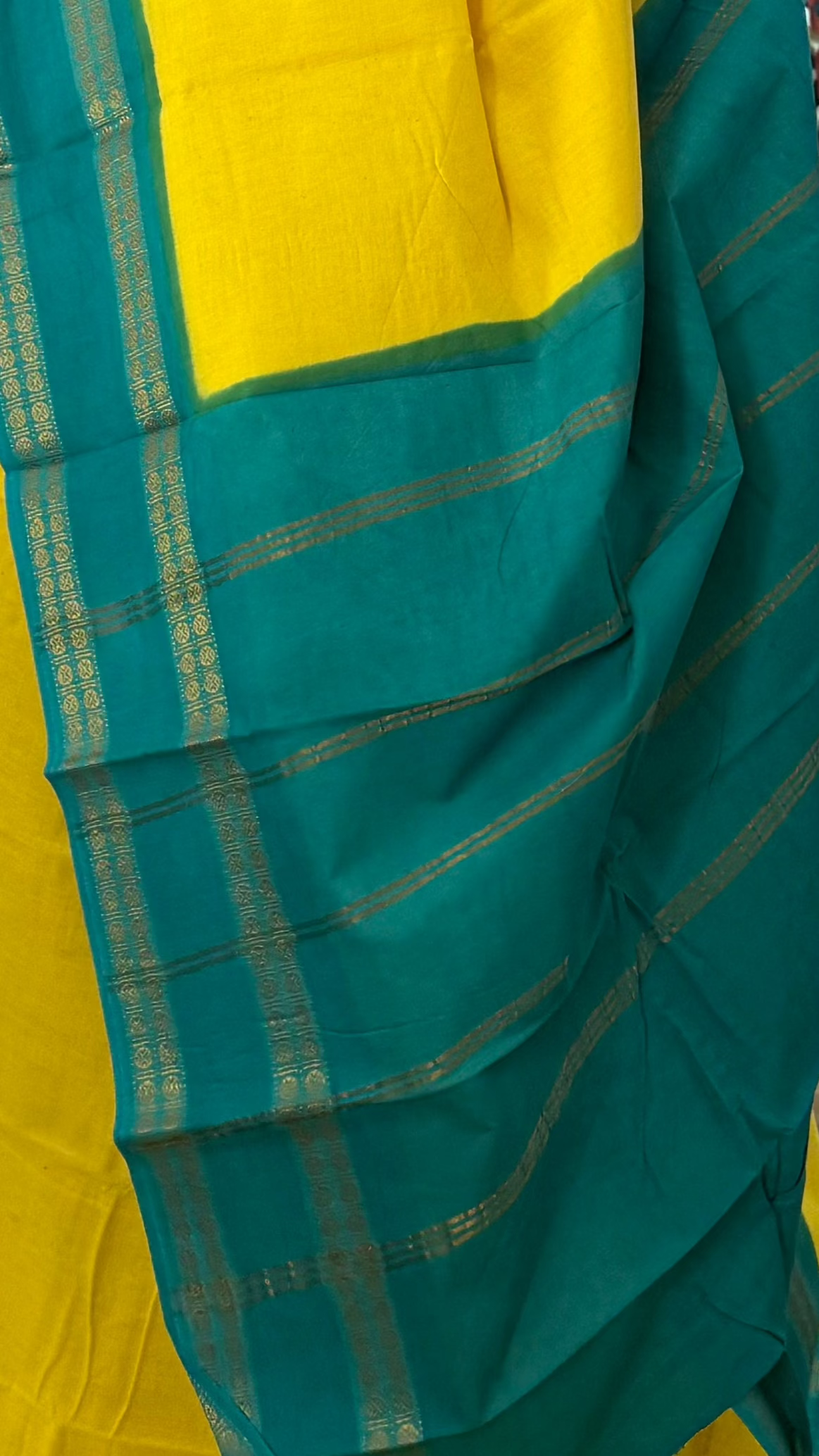 Lemon Yellow sungudi cotton saree