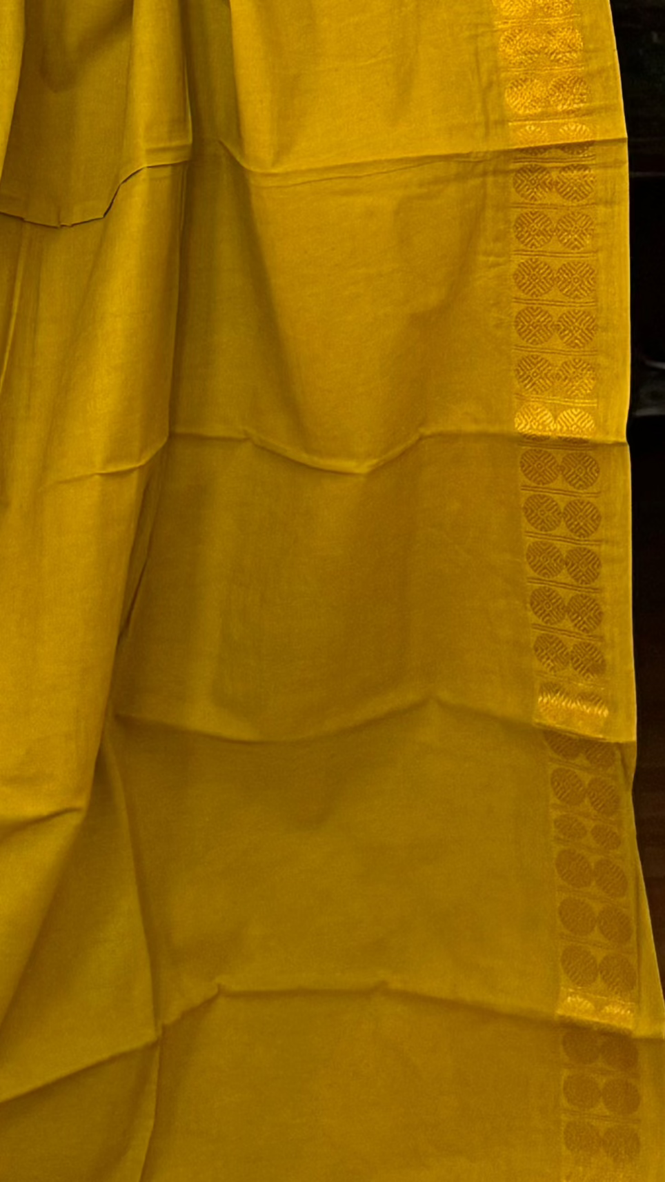 Mustard Checked self border Sungudi Saree