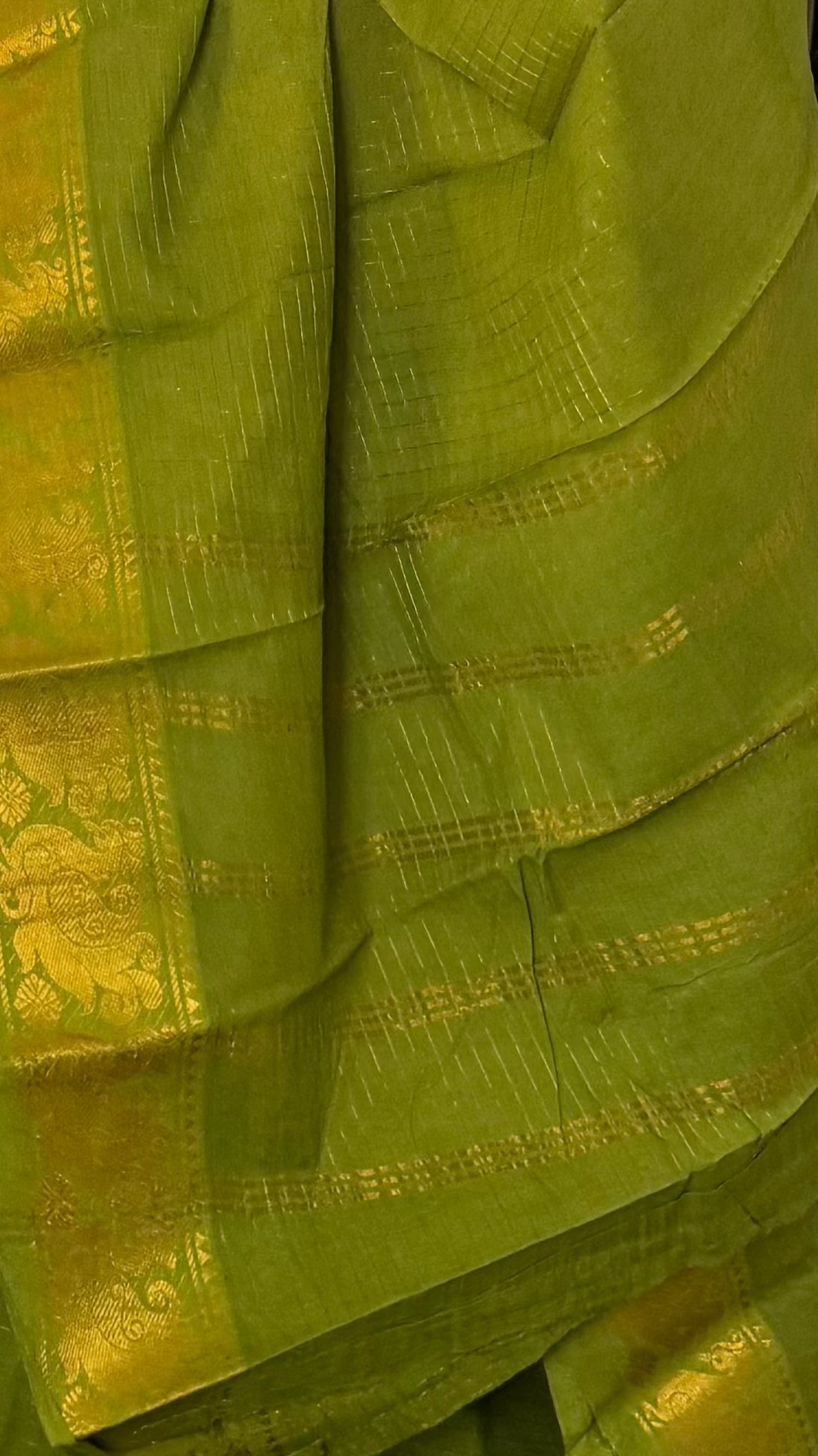 Pear green self border sungudi cotton saree