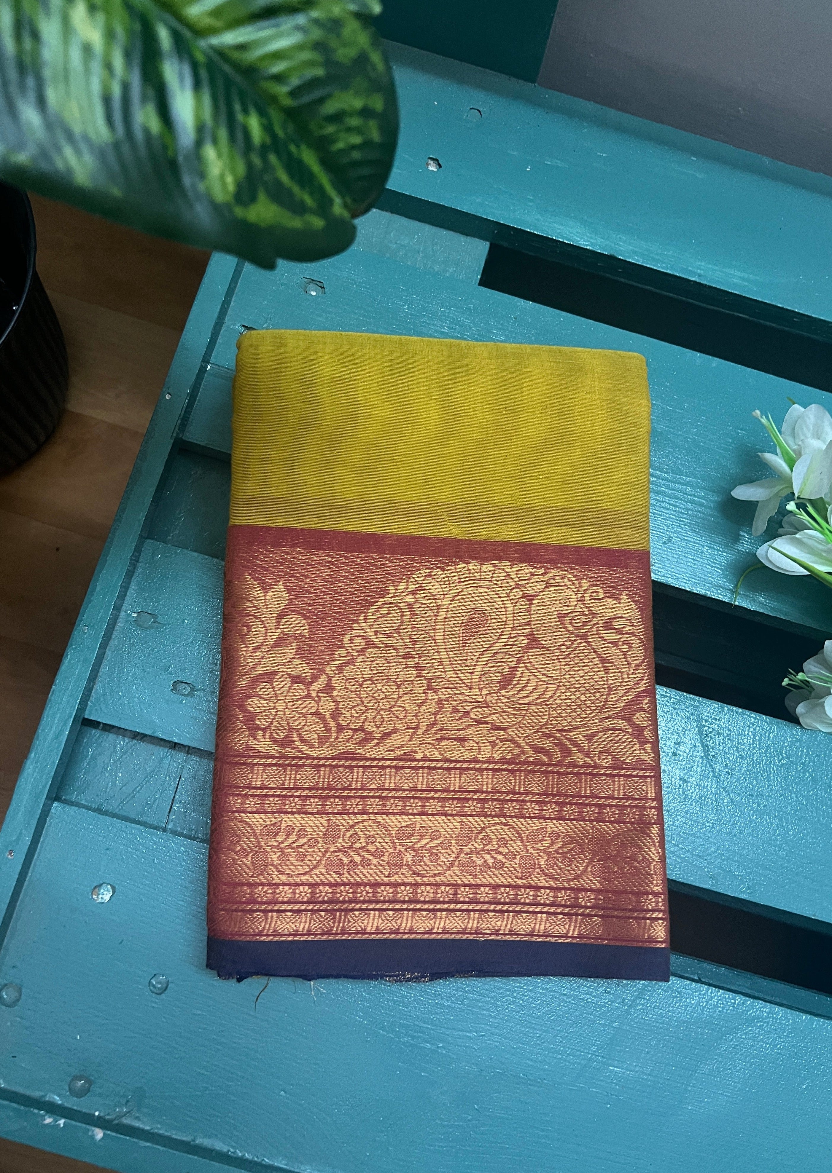 Lime Green Chettinadu Cotton Saree