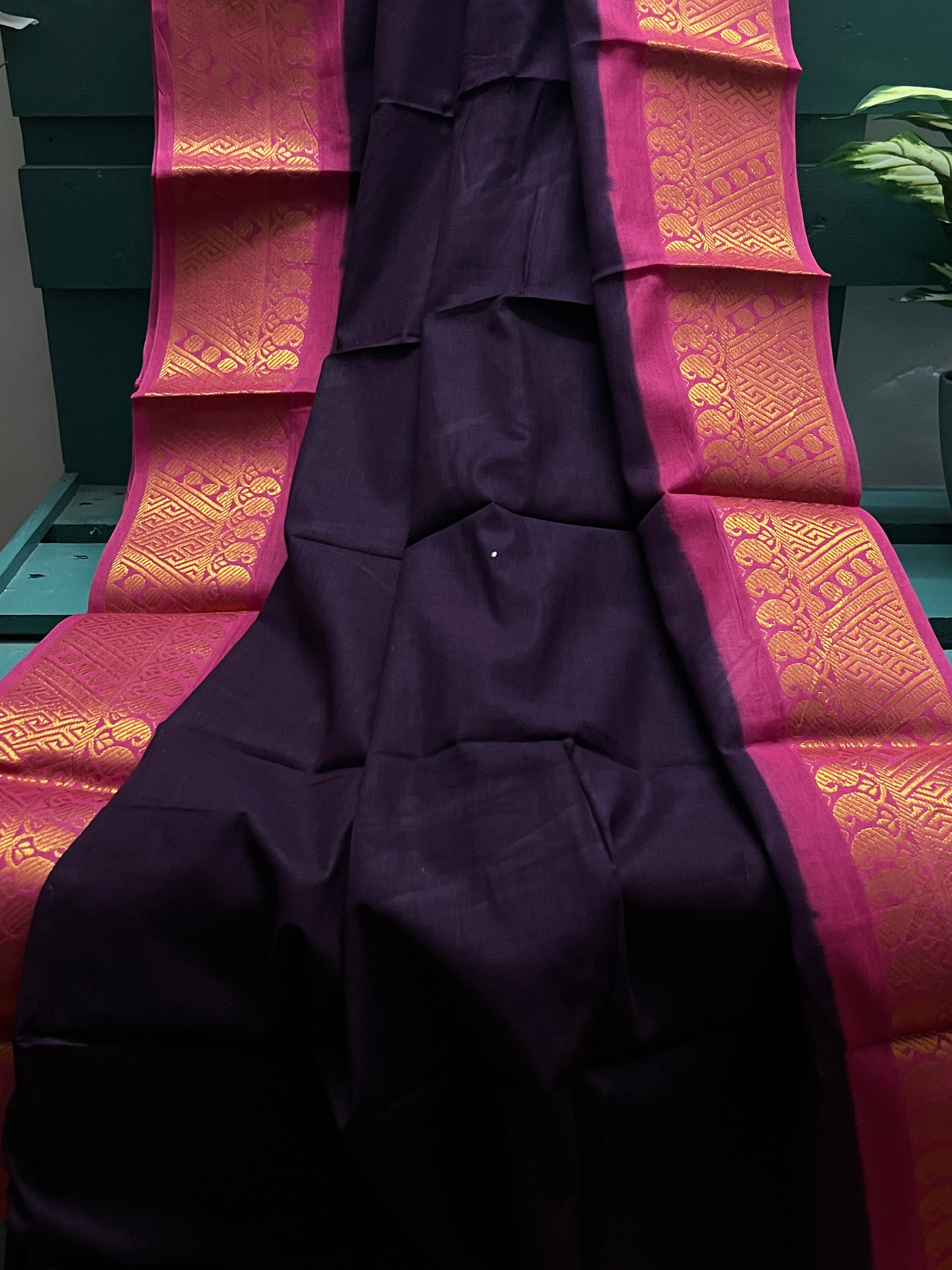 Deep Purple Sungudi Cotton Saree