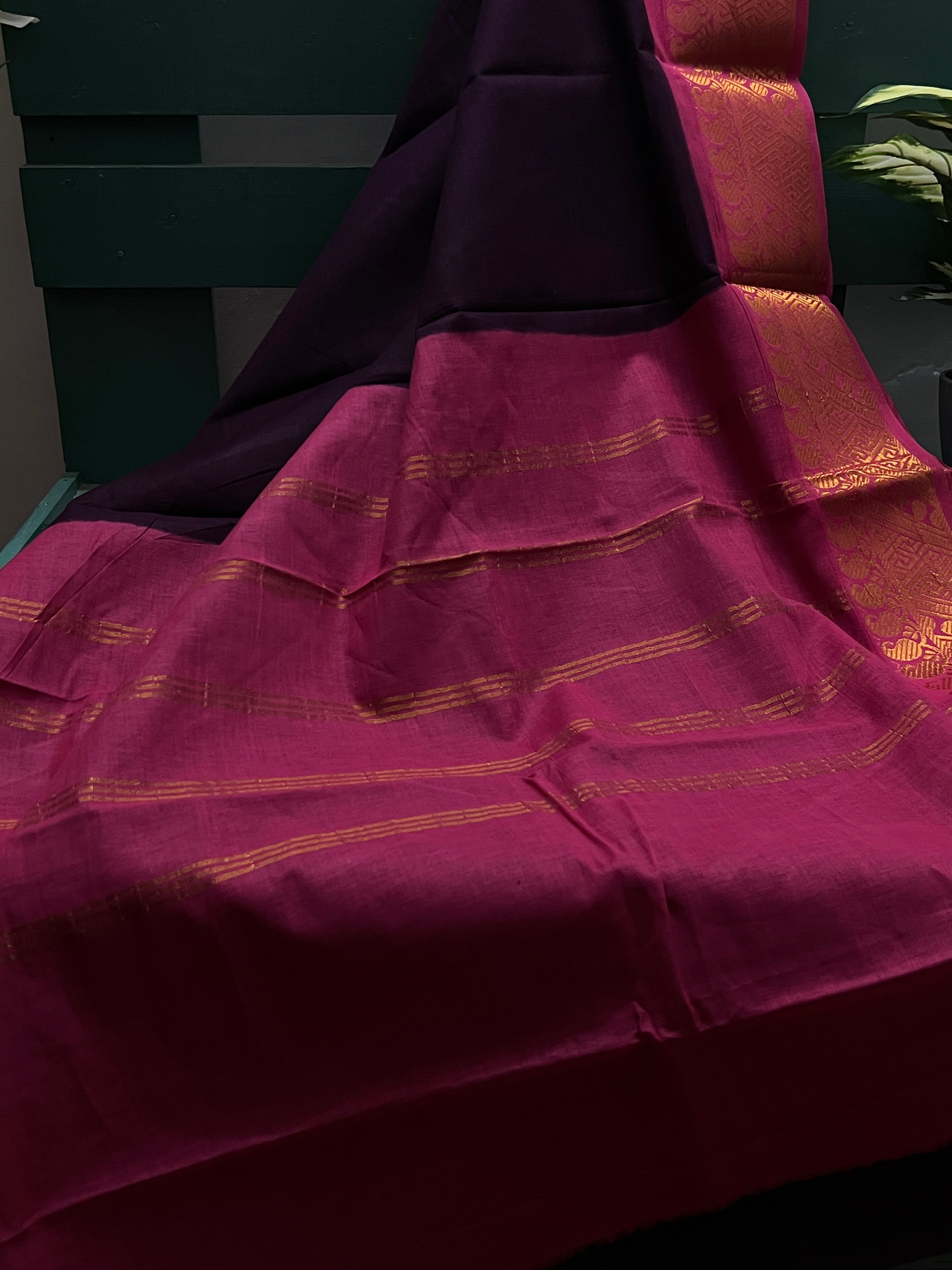 Deep Purple Sungudi Cotton Saree