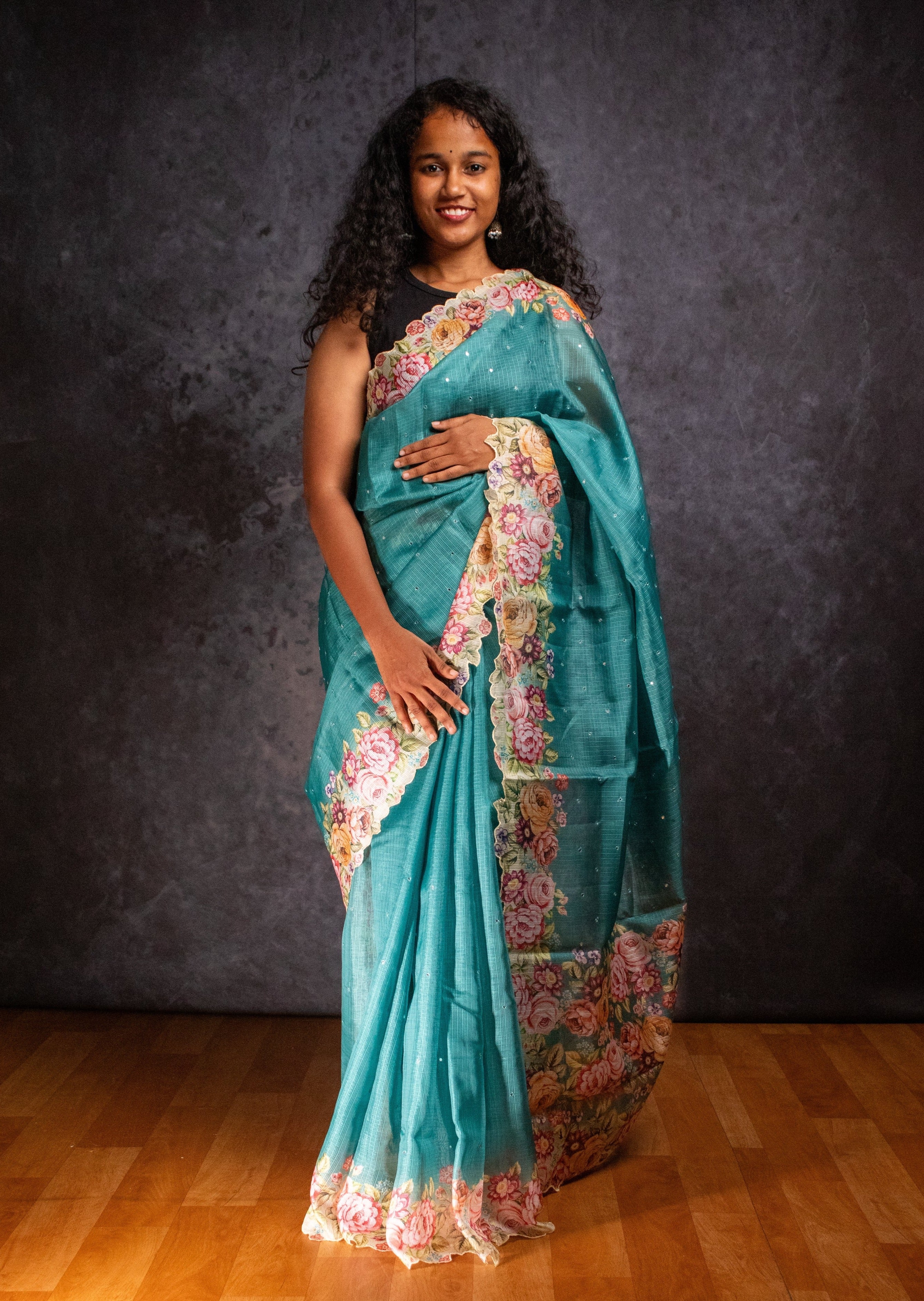 Sea Green Butter Kota Silk Saree