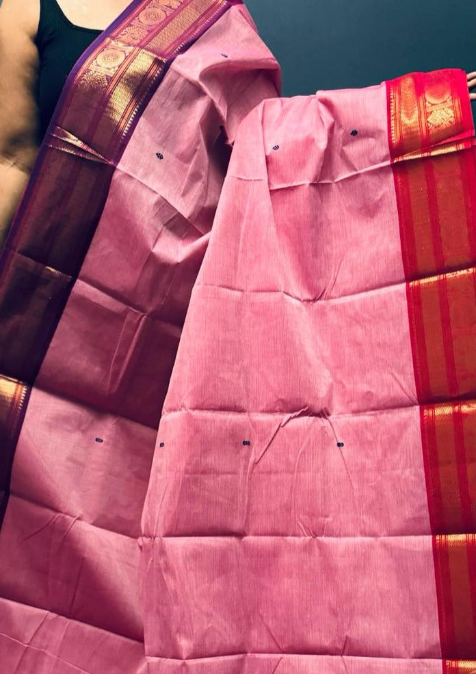 Pink and Purple Ganga Jamuna Chettinadu Cotton saree