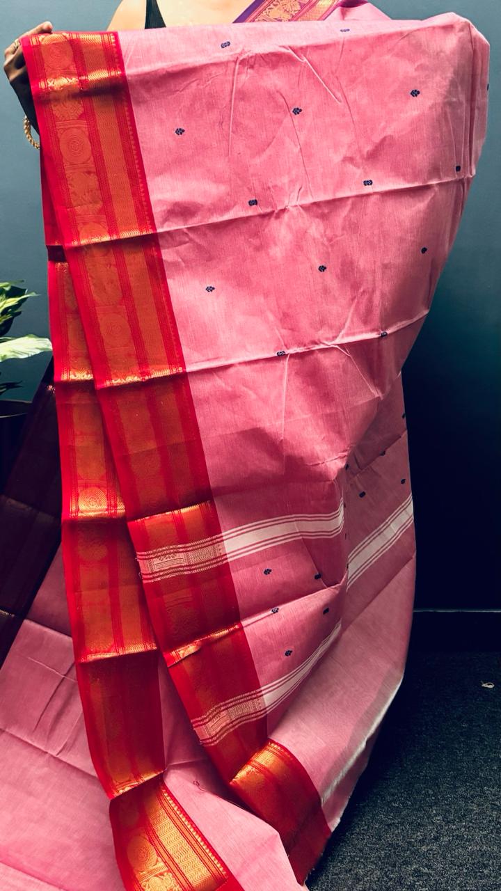 Pink and Purple Ganga Jamuna Chettinadu Cotton saree