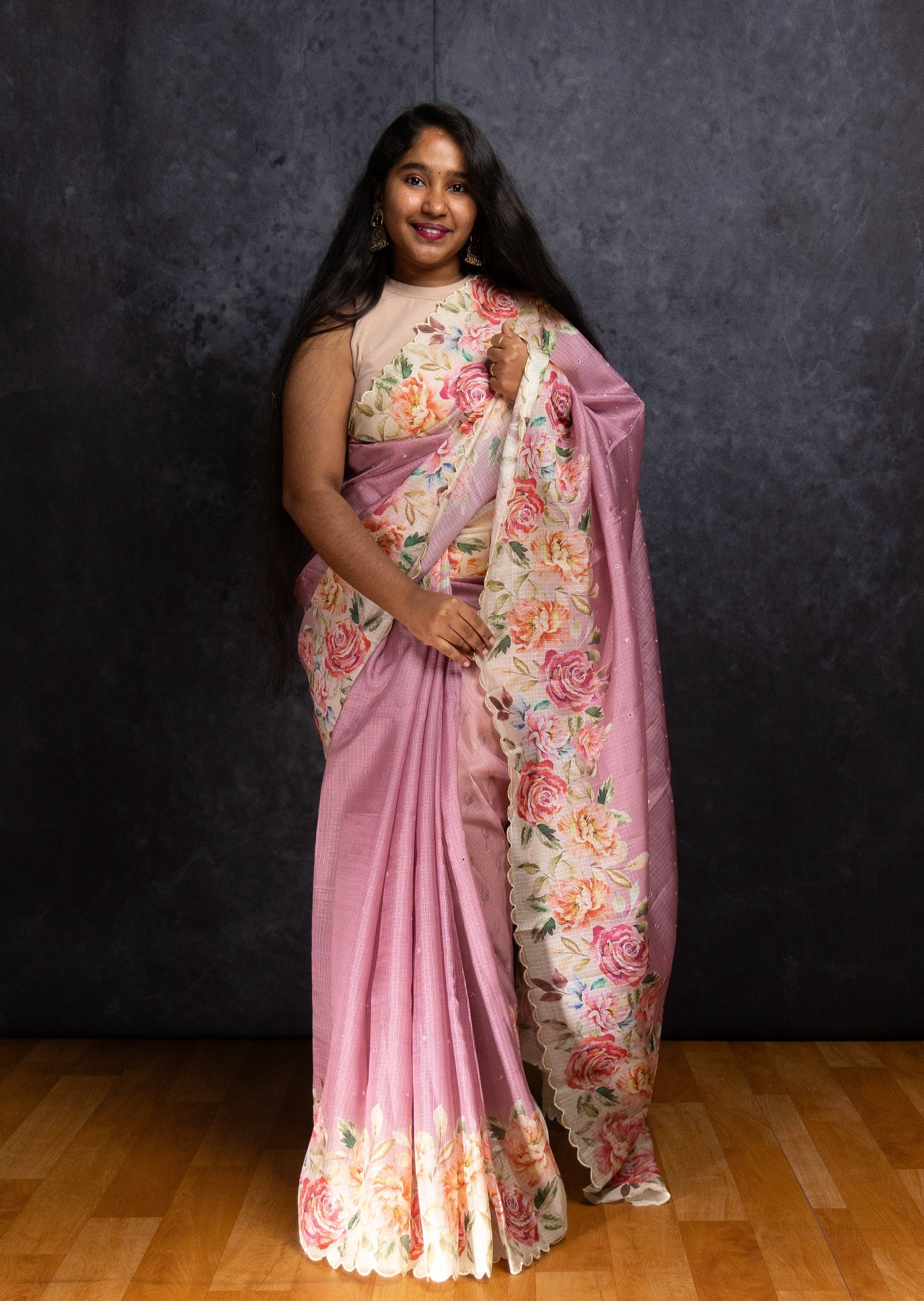 Baby Pink Butter Kota Silk Saree